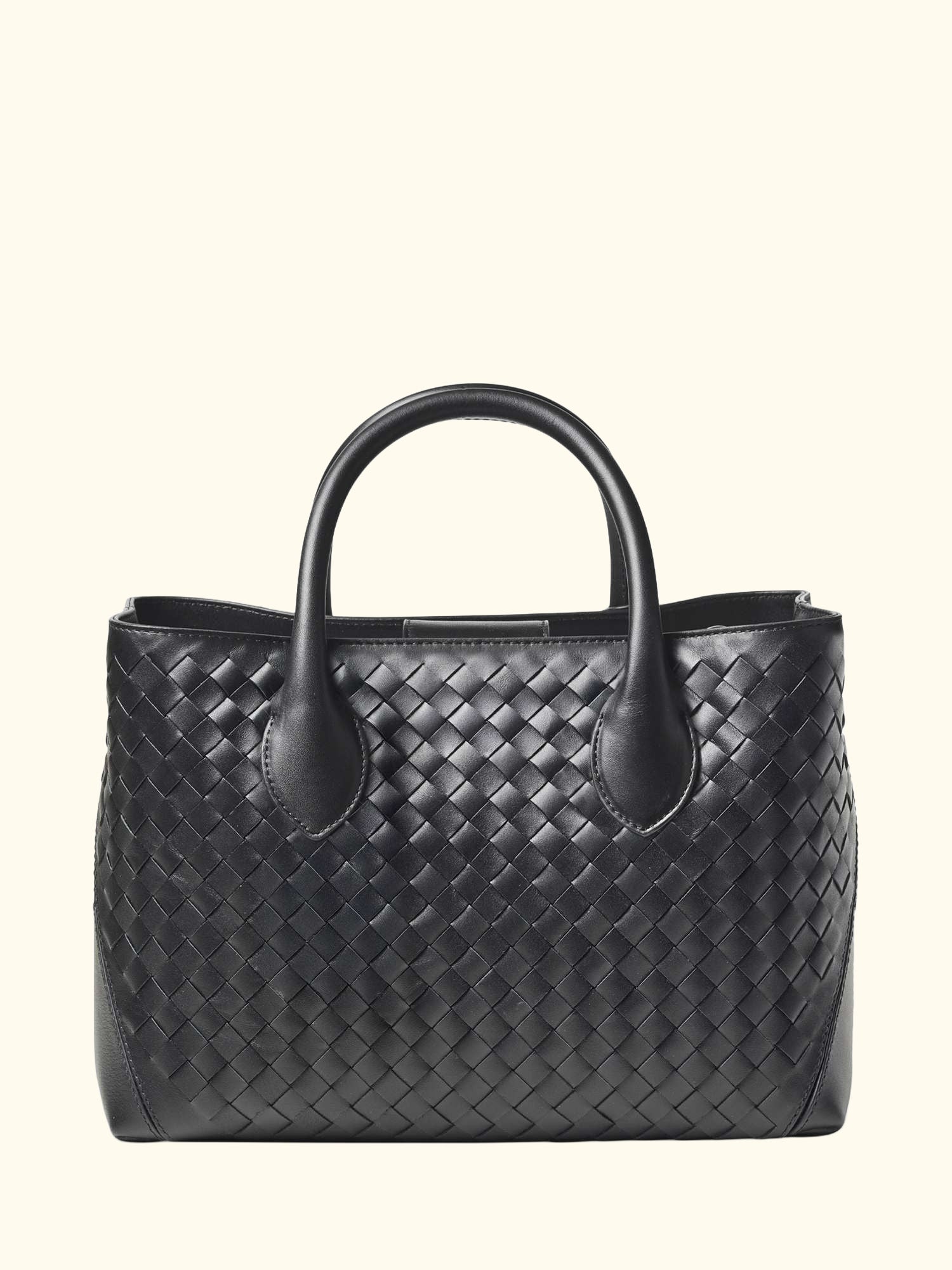 Woven Leather Midi Tote Bag