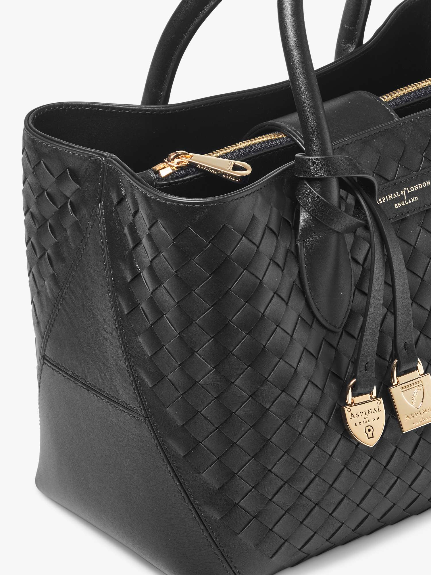 Woven Leather Midi Tote Bag