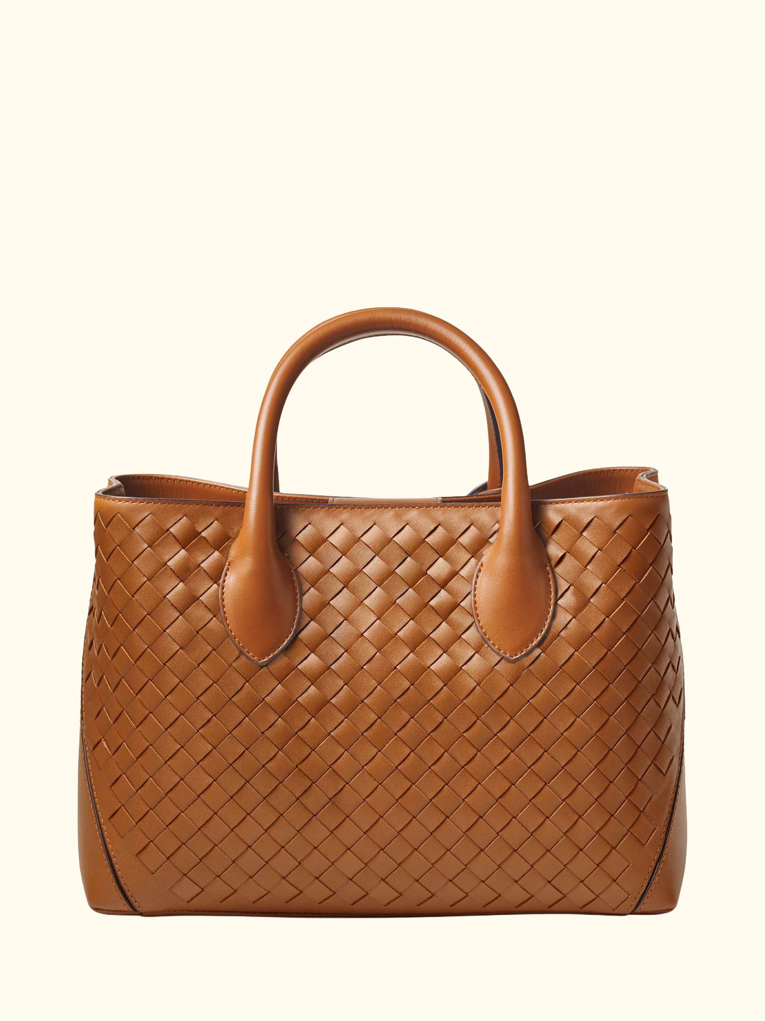 Woven Leather Midi Tote Bag