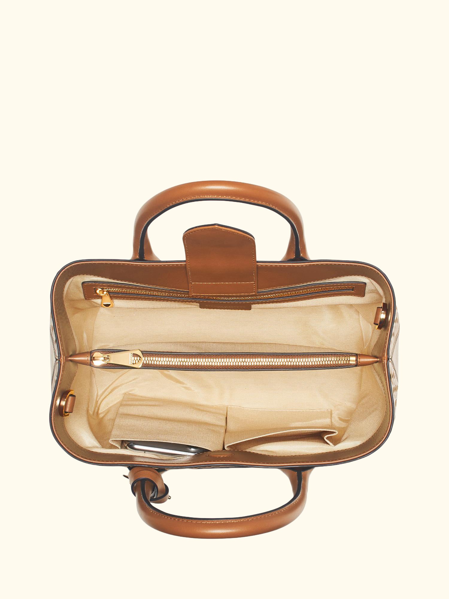 Woven Leather Midi Tote Bag