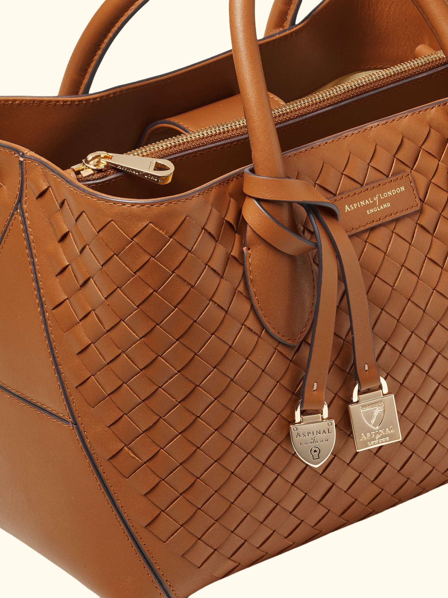 Woven Leather Midi Tote Bag