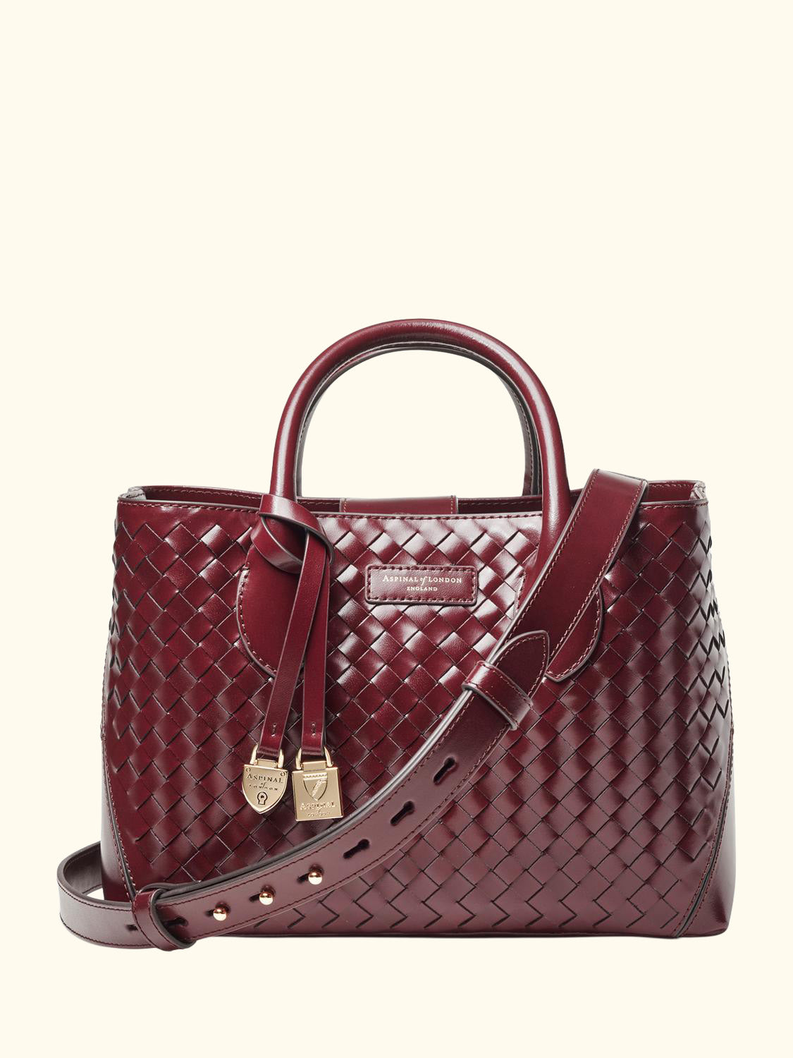 Woven Leather Midi Tote Bag