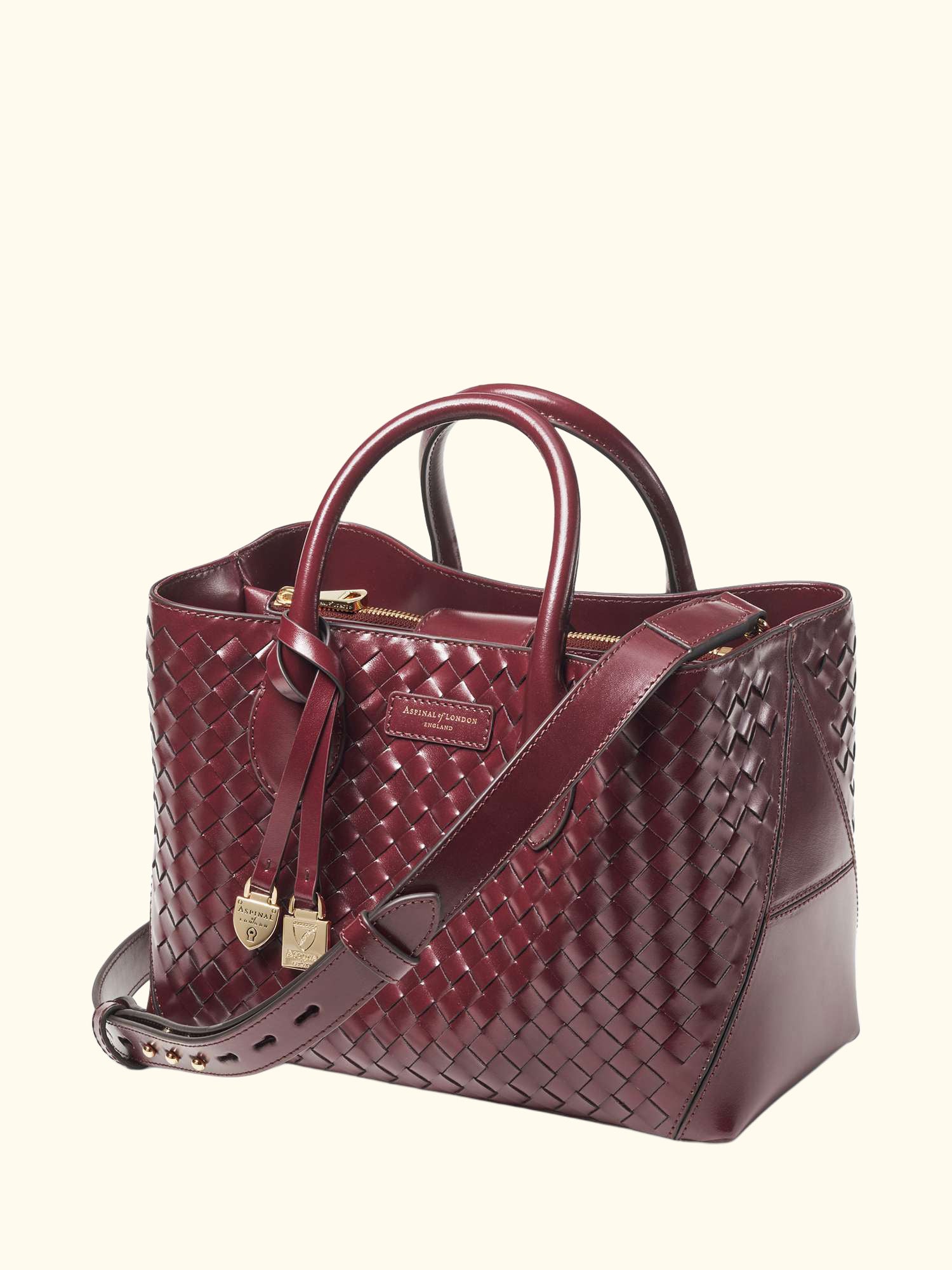 Woven Leather Midi Tote Bag