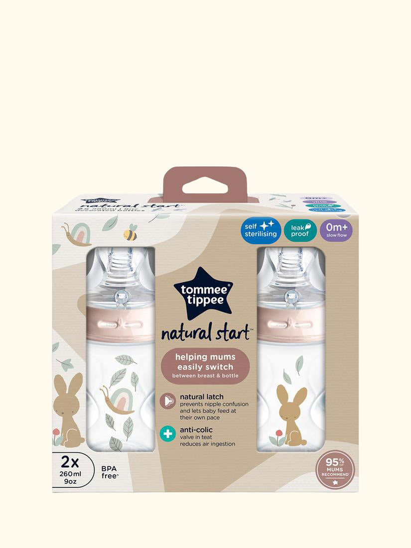 Natural Start Anti-Colic Baby Bottle, Pack of 2, 260ml, Pink