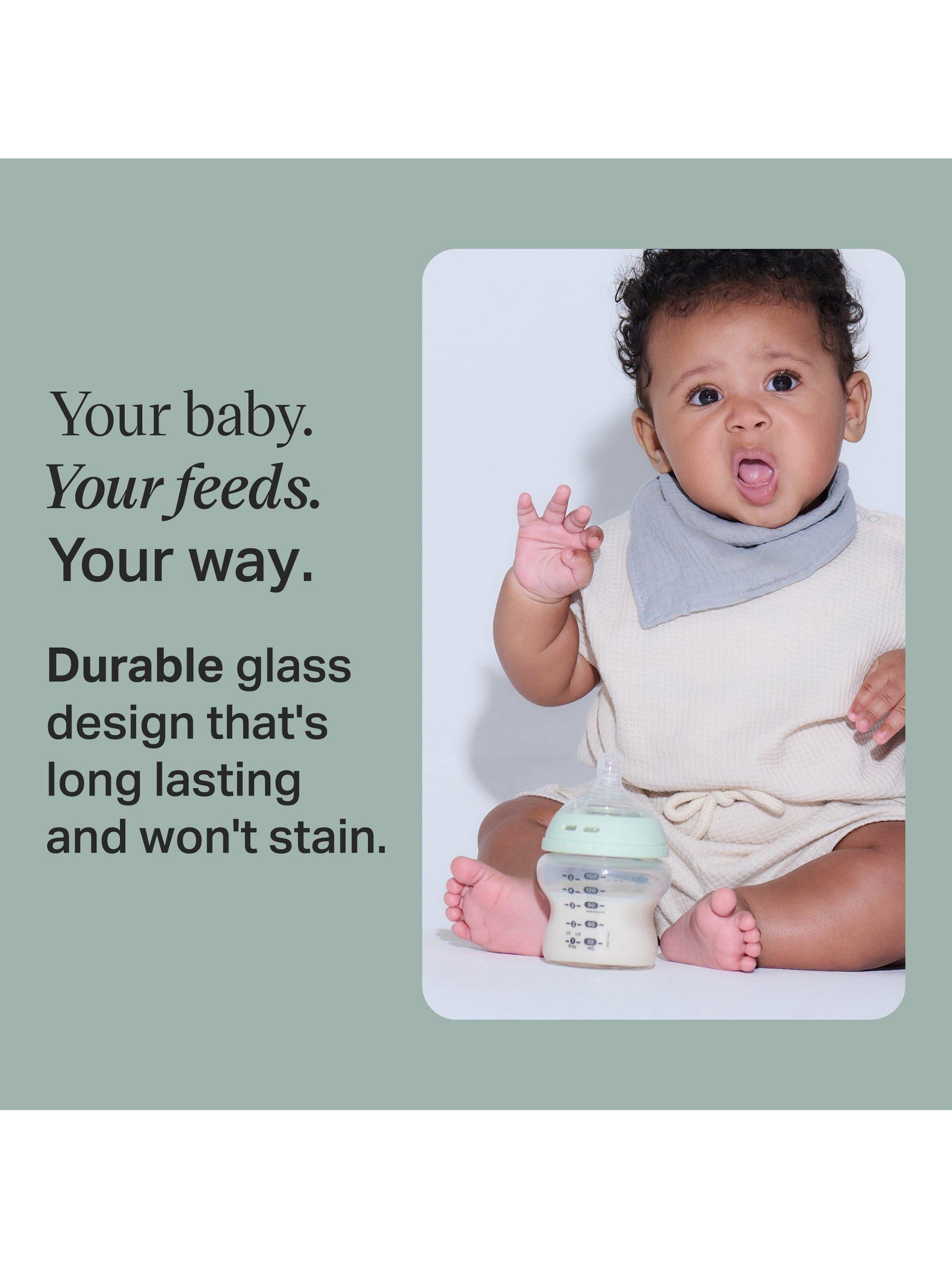 Natural Start Glass Baby Bottle Newborn Starter Kit, Muted
