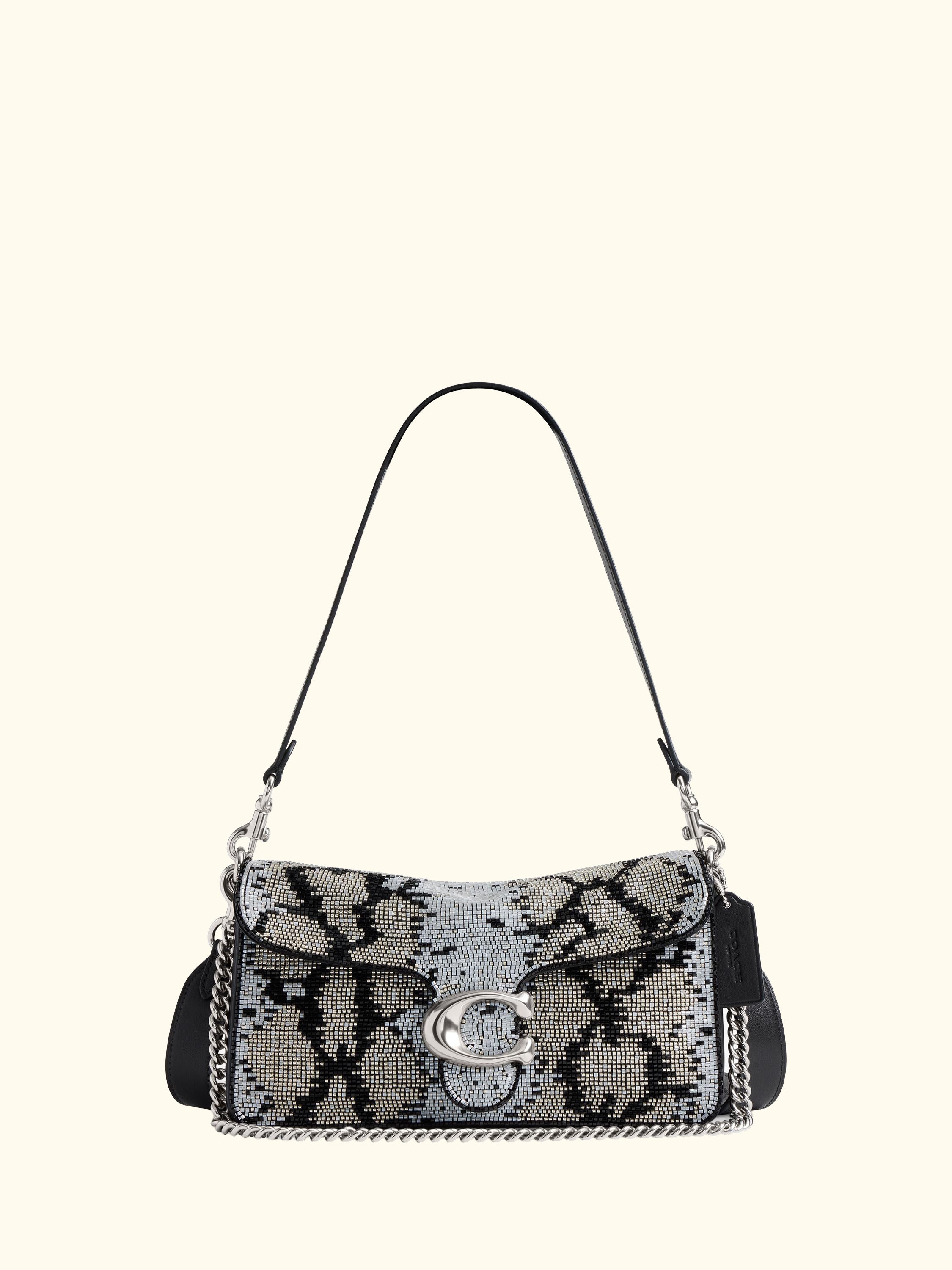 Tabby 26 Beaded Snake Shoulder Bag, Lh/Black