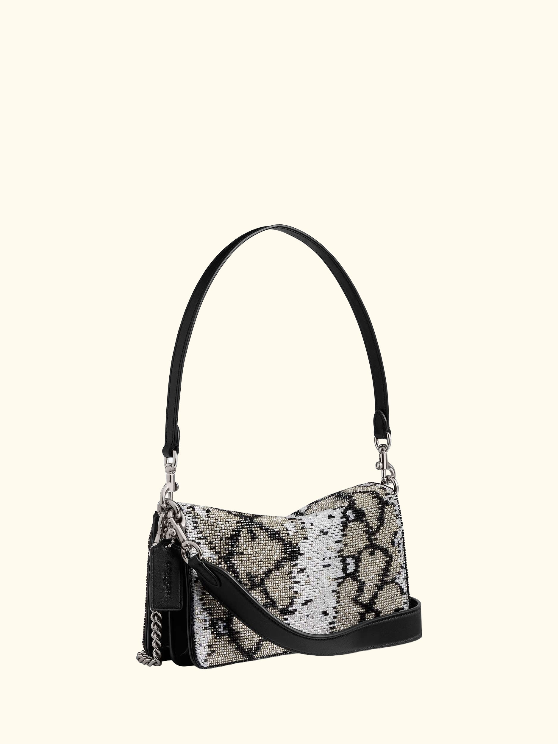 Tabby 26 Beaded Snake Shoulder Bag, Lh/Black