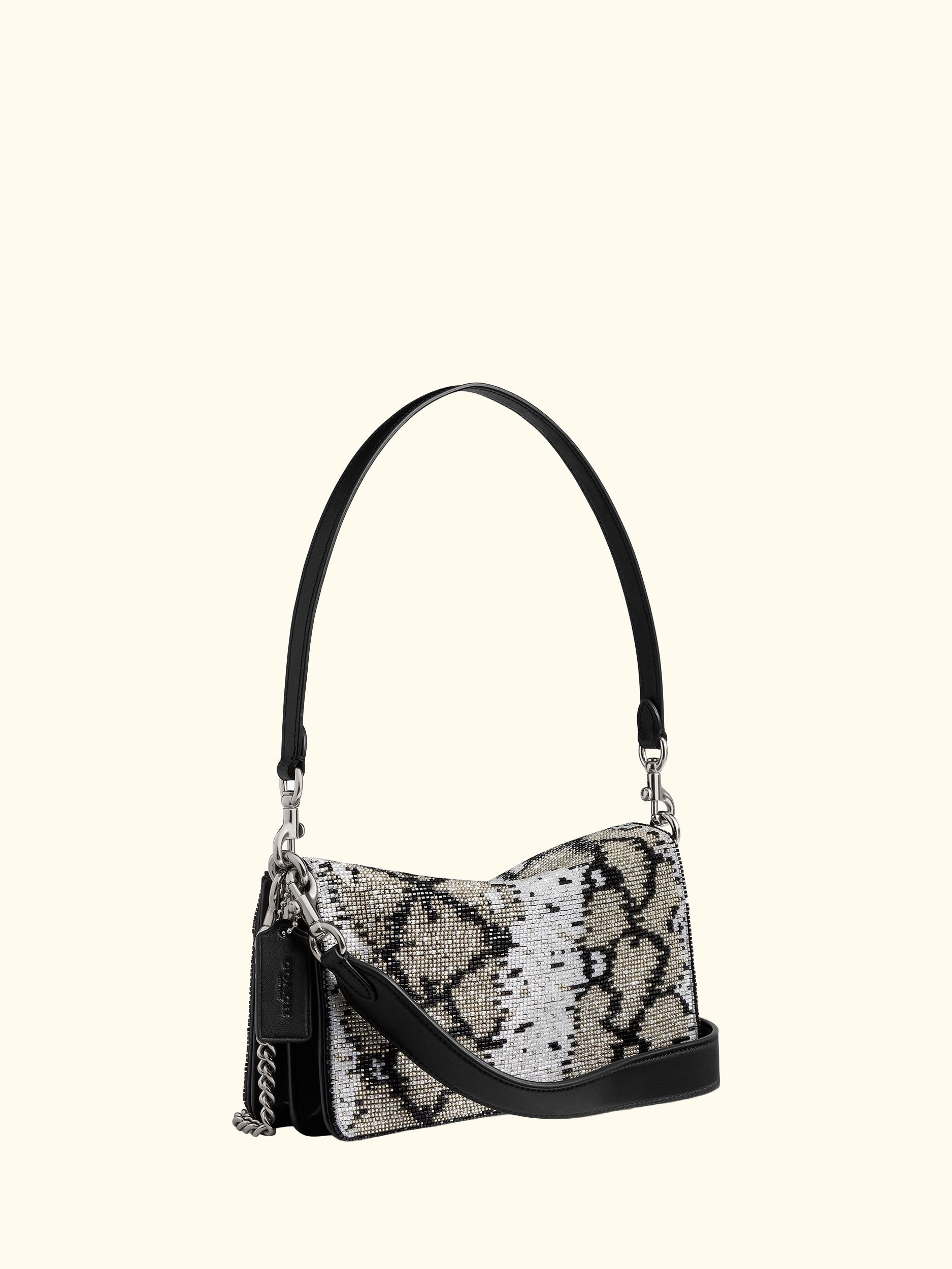 Tabby 26 Beaded Snake Shoulder Bag, Lh/Black