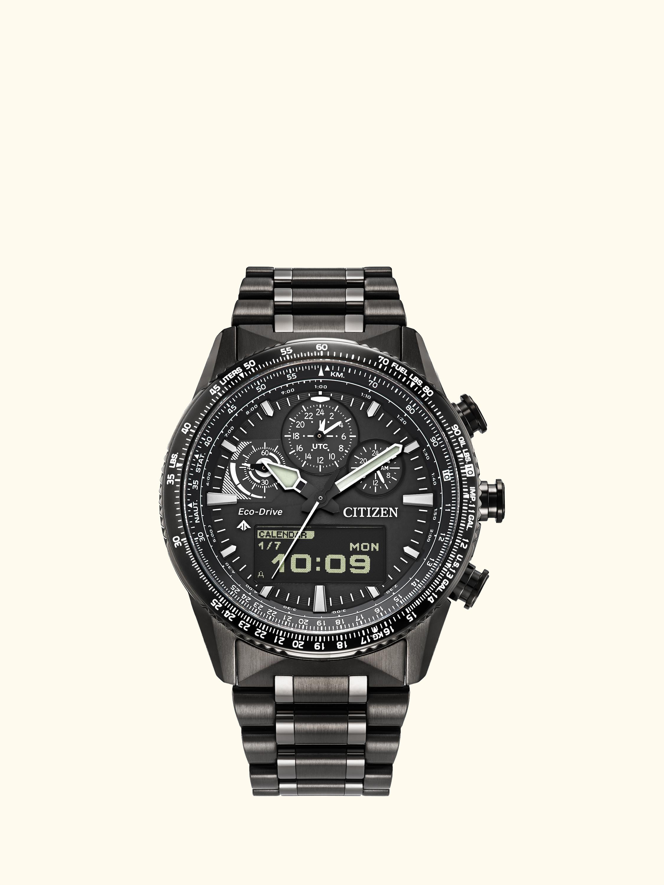 JV2005 Men's Promaster Skyhawk Chronograph Bracelet Strap Watch, Black
