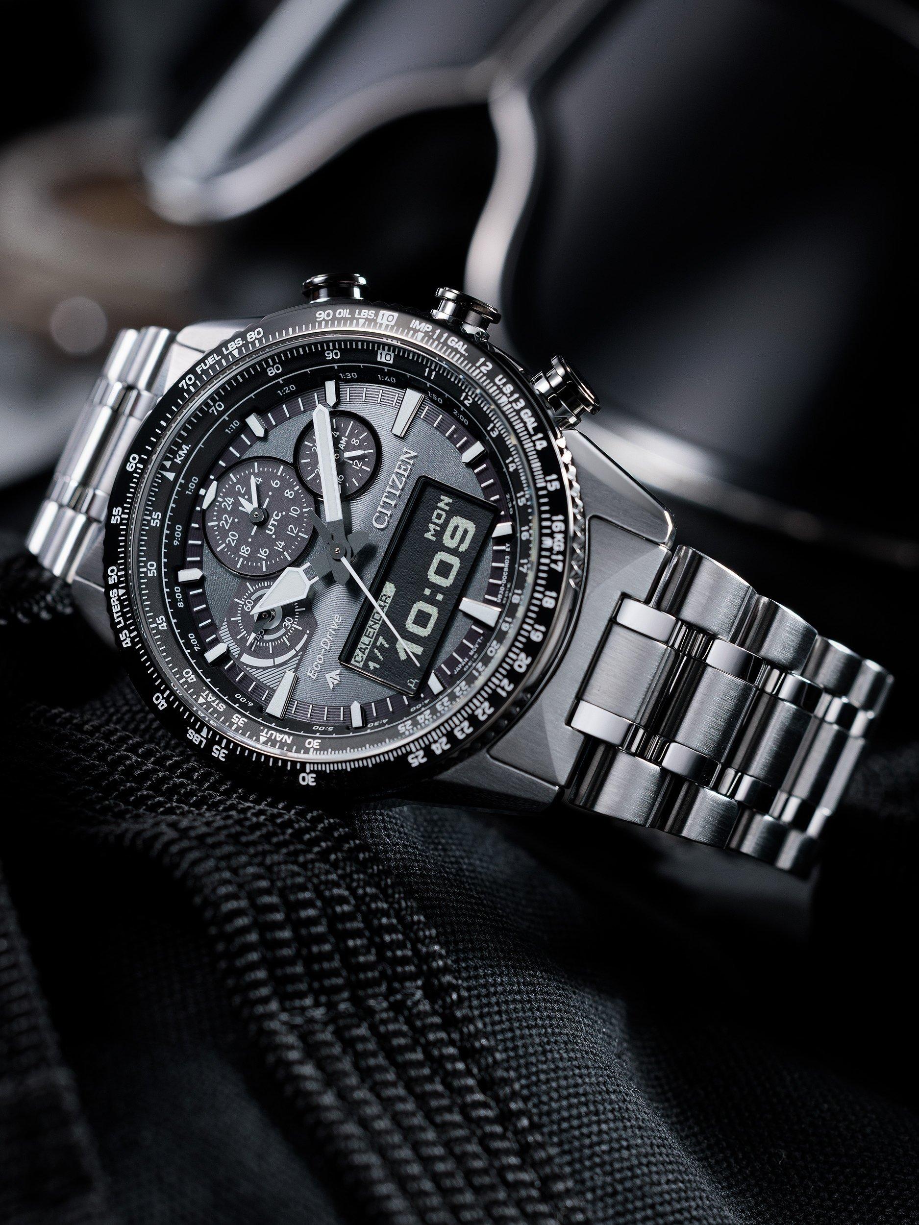 JV2006 Men's Promaster Skyhawk Chronograph Bracelet Strap Watch, Black