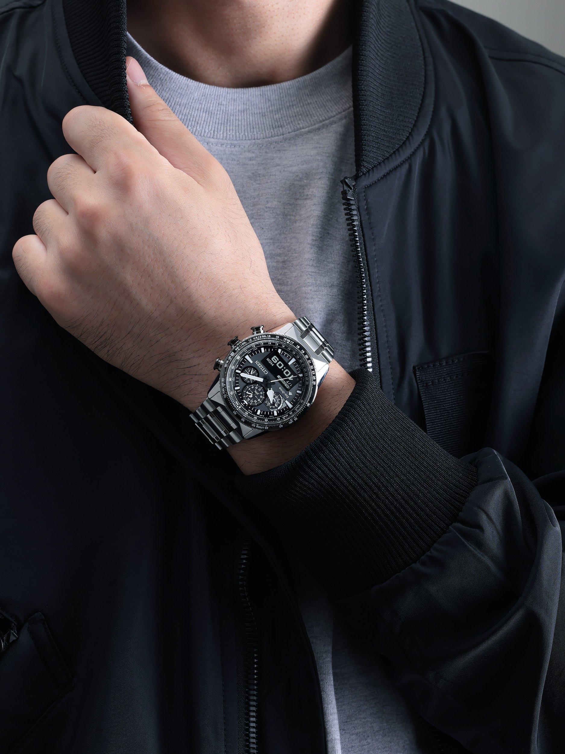 JV2006 Men's Promaster Skyhawk Chronograph Bracelet Strap Watch, Black