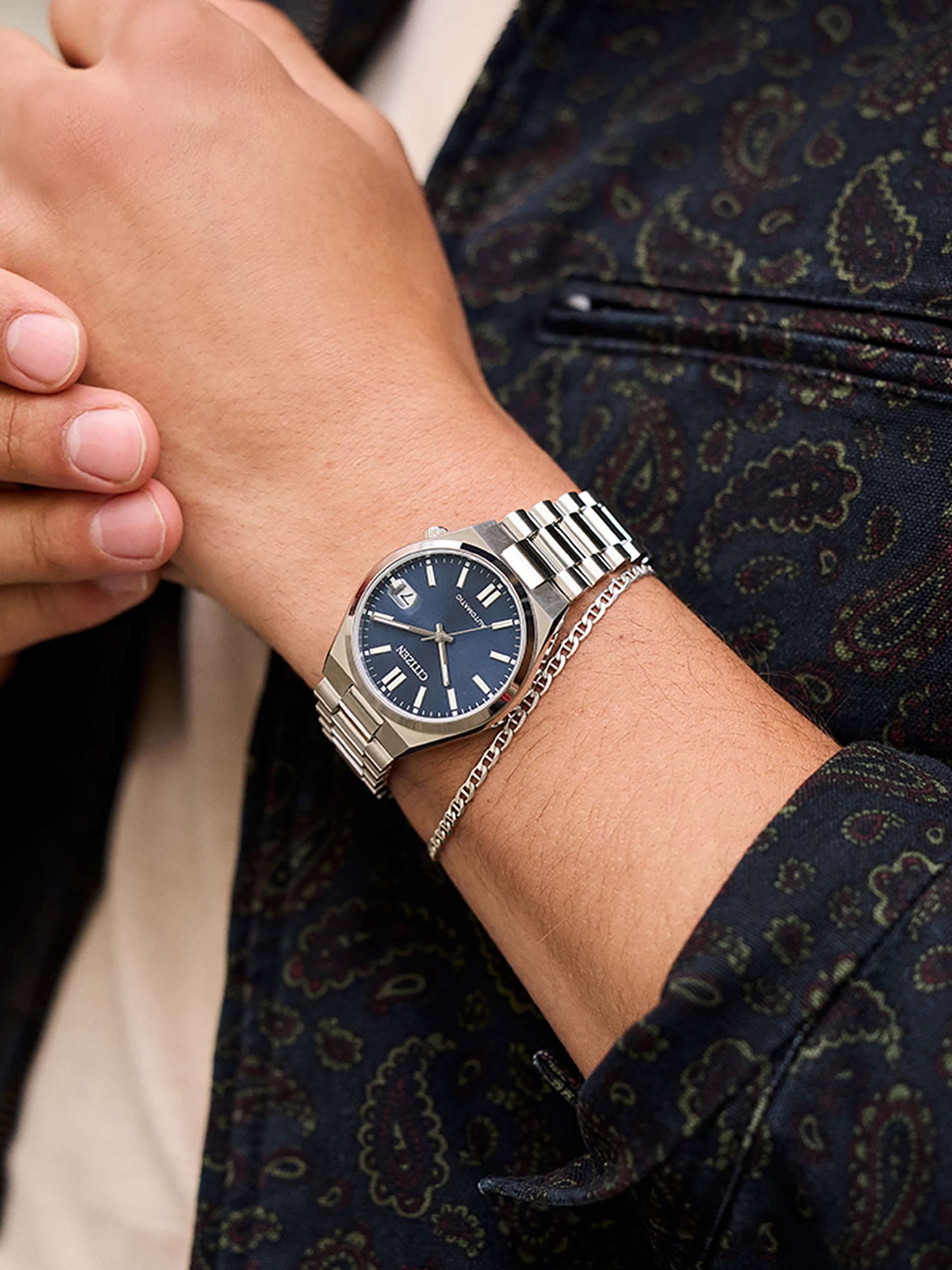 NJ0200 Men's Tsuyosa Automatic Bracelet Strap Watch, Blue