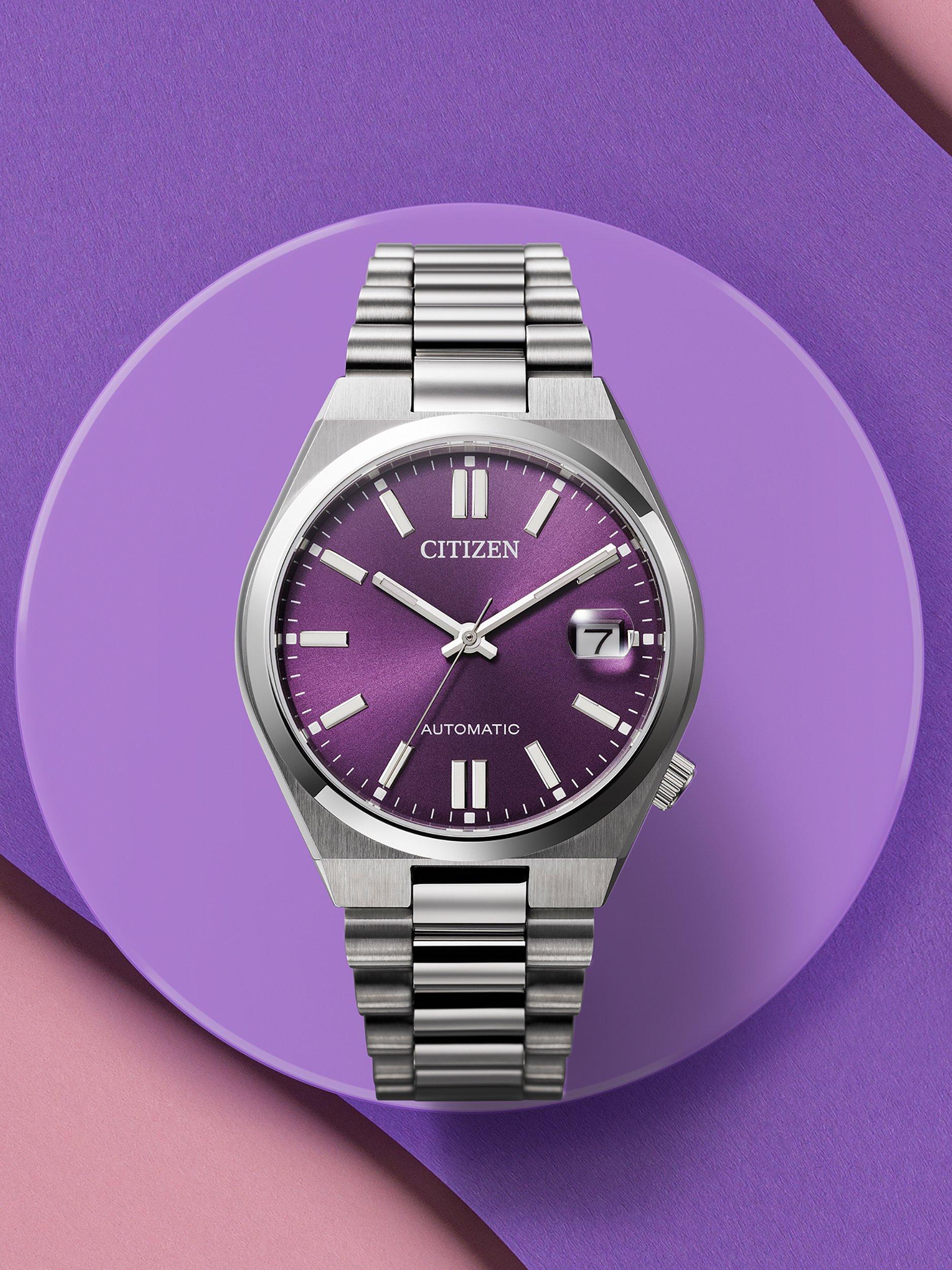 NJ0200 Men's Tsuyosa Automatic Bracelet Strap Watch, Purple