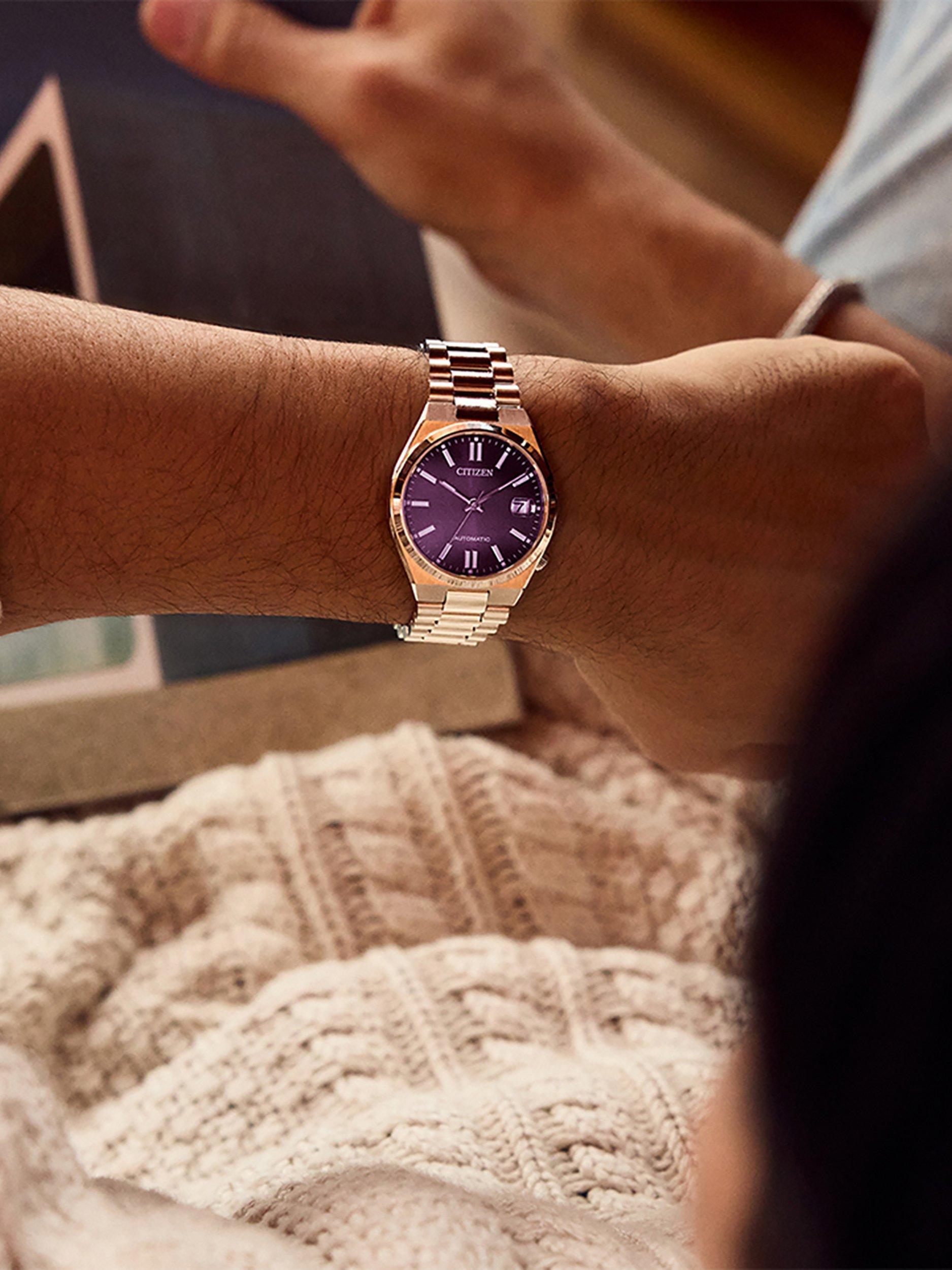 NJ0200 Men's Tsuyosa Automatic Bracelet Strap Watch, Purple