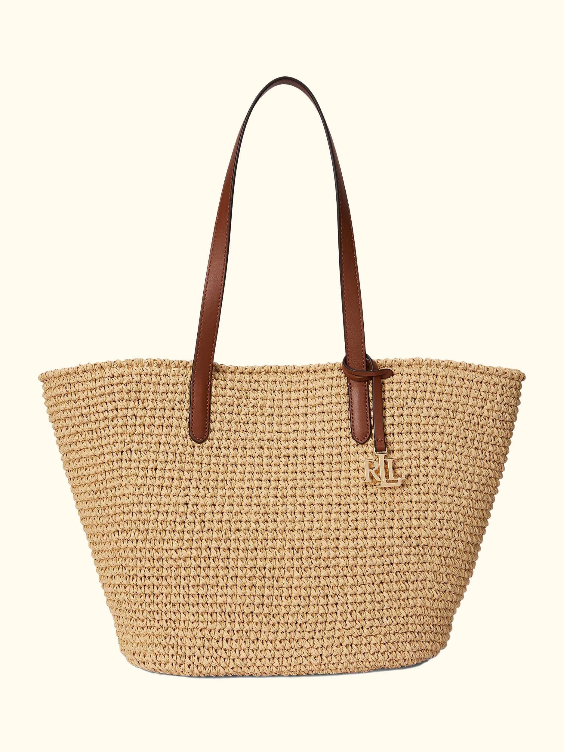 Lauren Ralph Lauren Lainey Crochet Straw Large Tote Bag, Natural