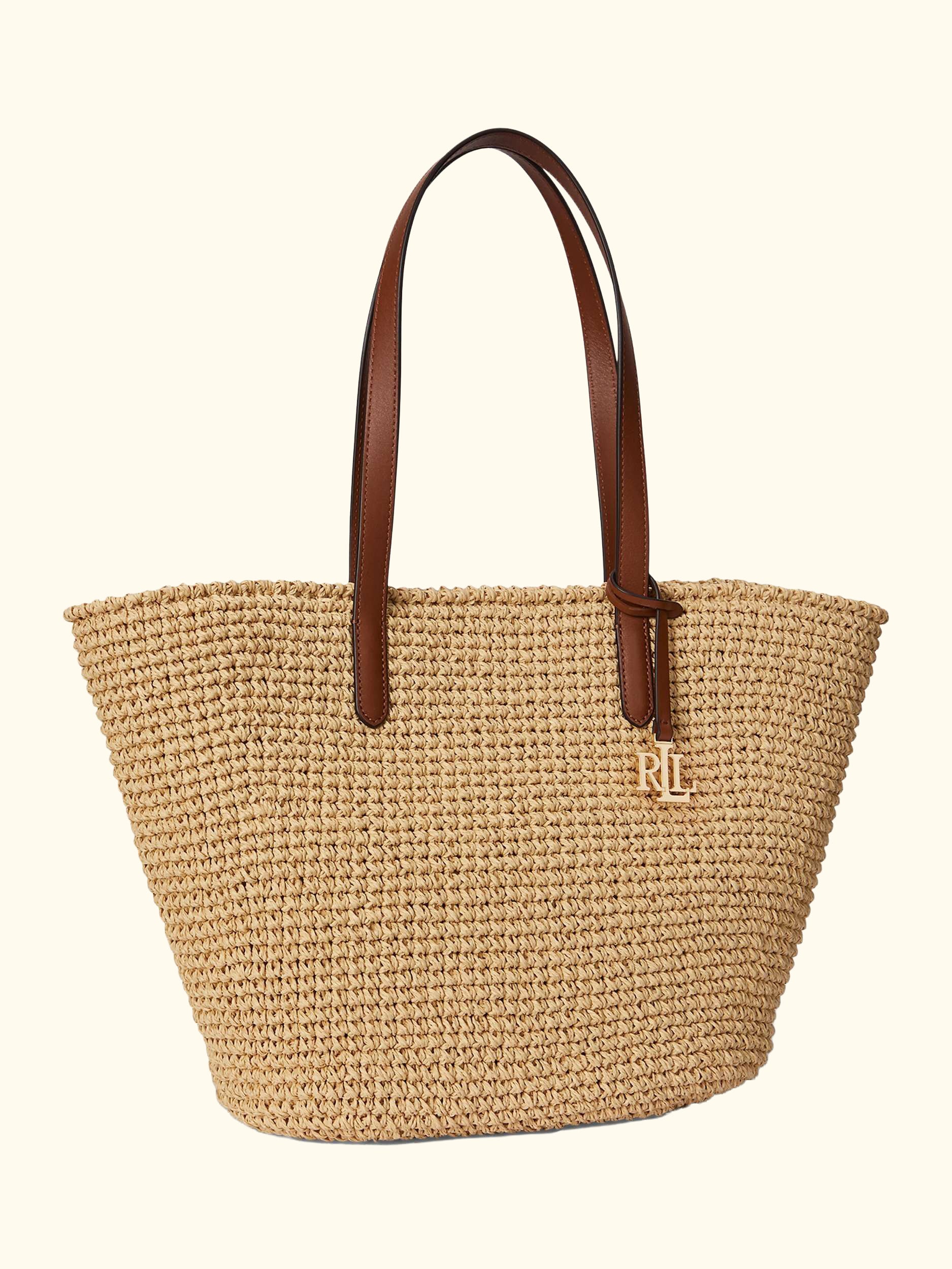 Lauren Ralph Lauren Lainey Crochet Straw Large Tote Bag, Natural