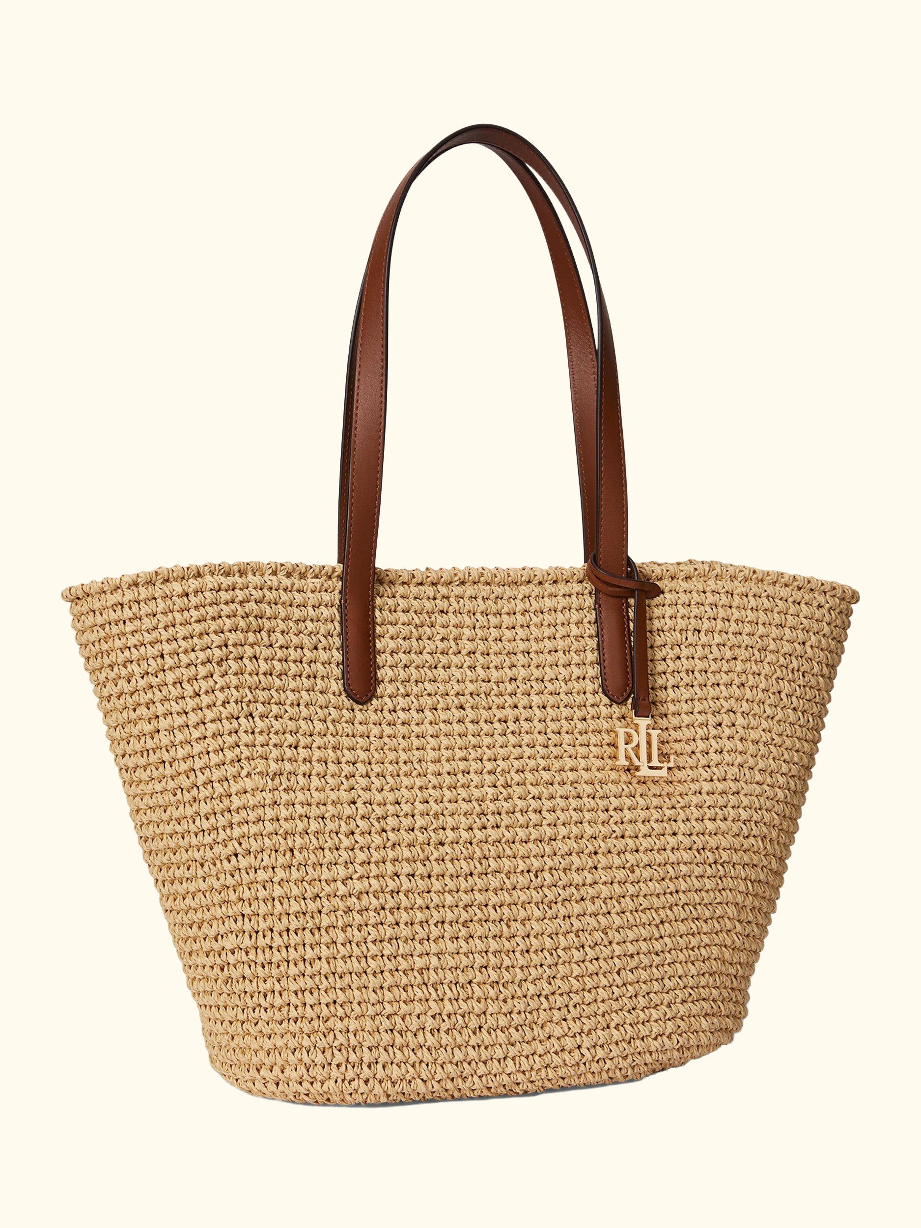 Lauren Ralph Lauren Lainey Crochet Straw Large Tote Bag, Natural