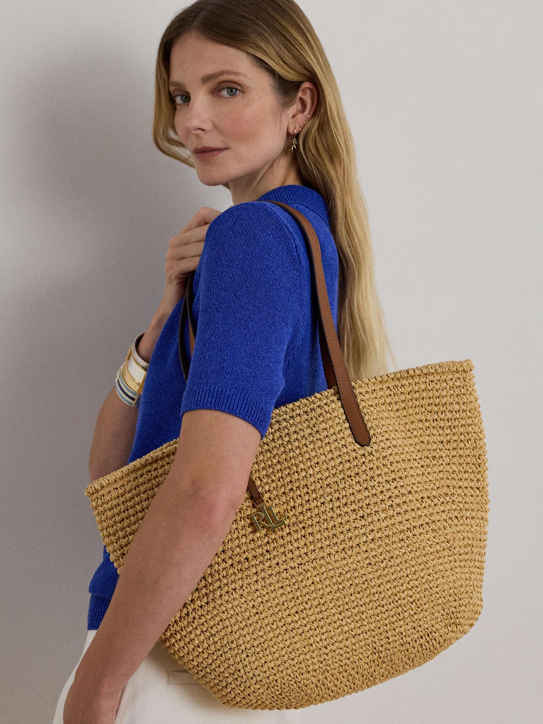 Lauren Ralph Lauren Lainey Crochet Straw Large Tote Bag, Natural