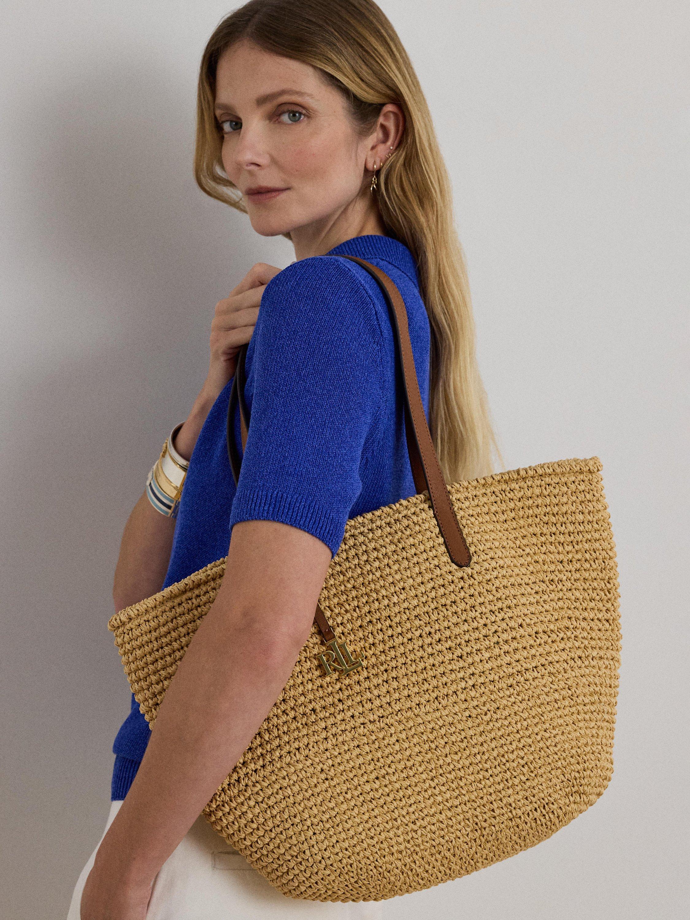 Lauren Ralph Lauren Lainey Crochet Straw Large Tote Bag, Natural
