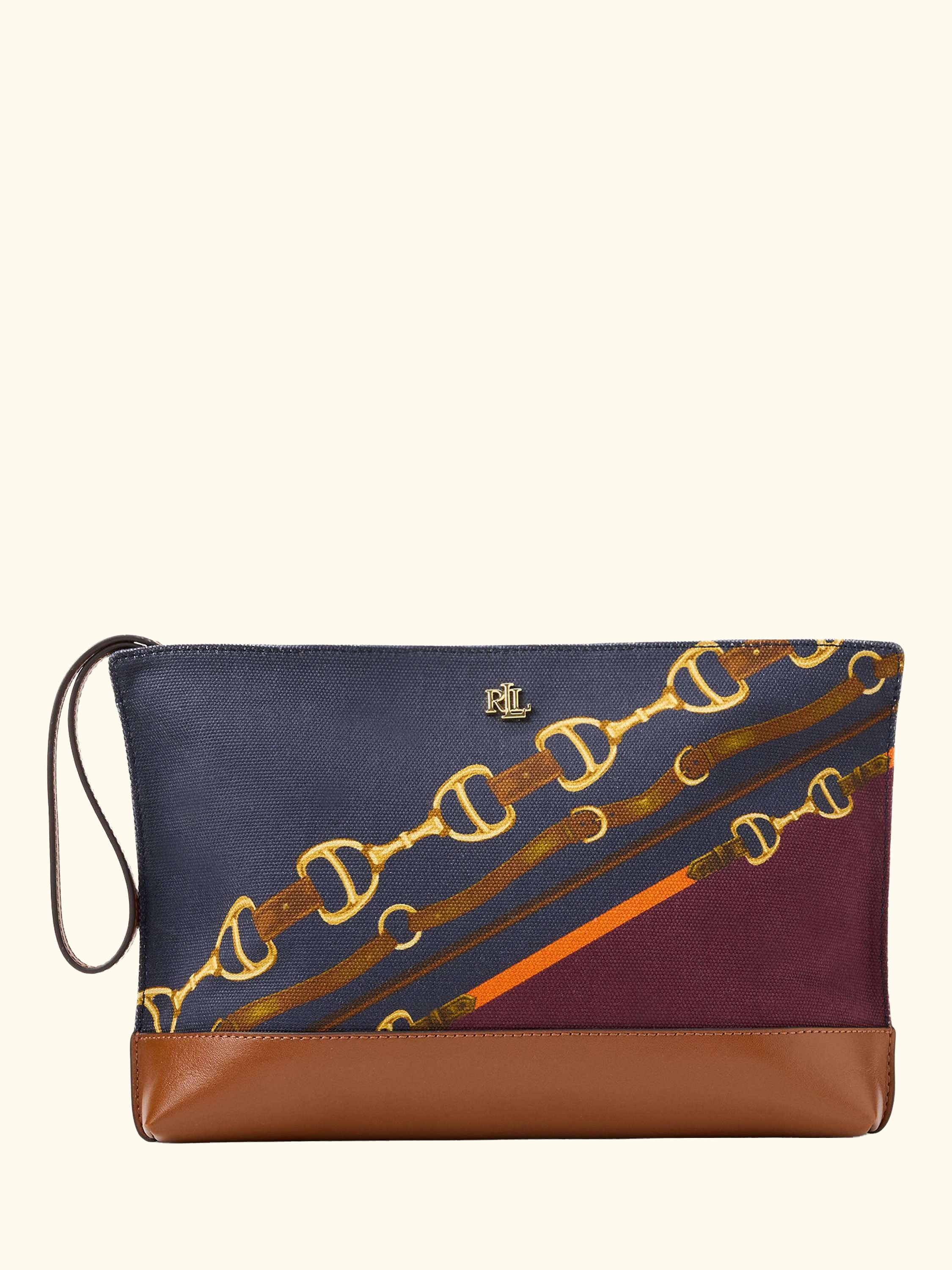Lauren Ralph Lauren Canvas Large Belting Print Pouch, Lrn Tan
