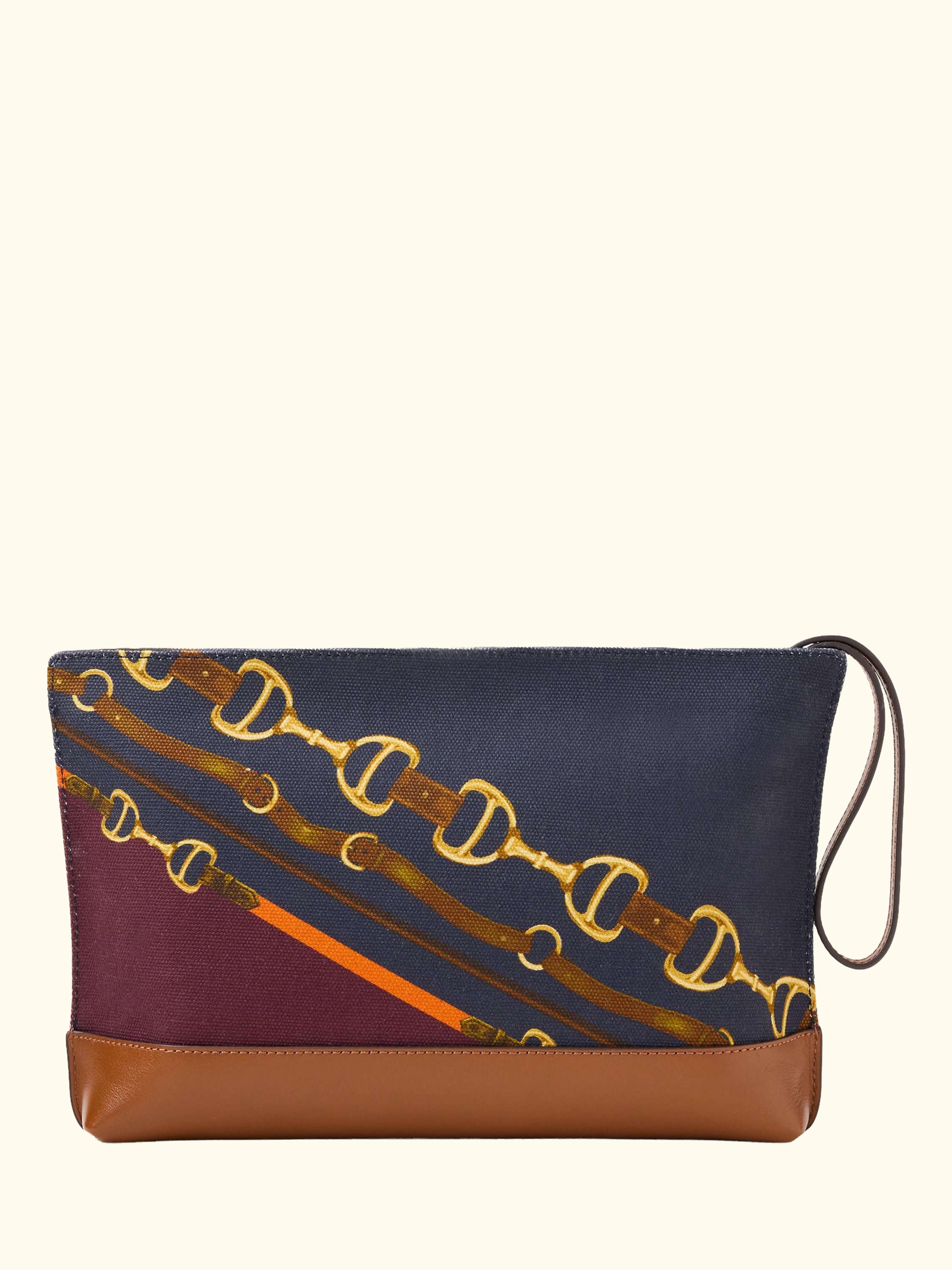 Lauren Ralph Lauren Canvas Large Belting Print Pouch, Lrn Tan