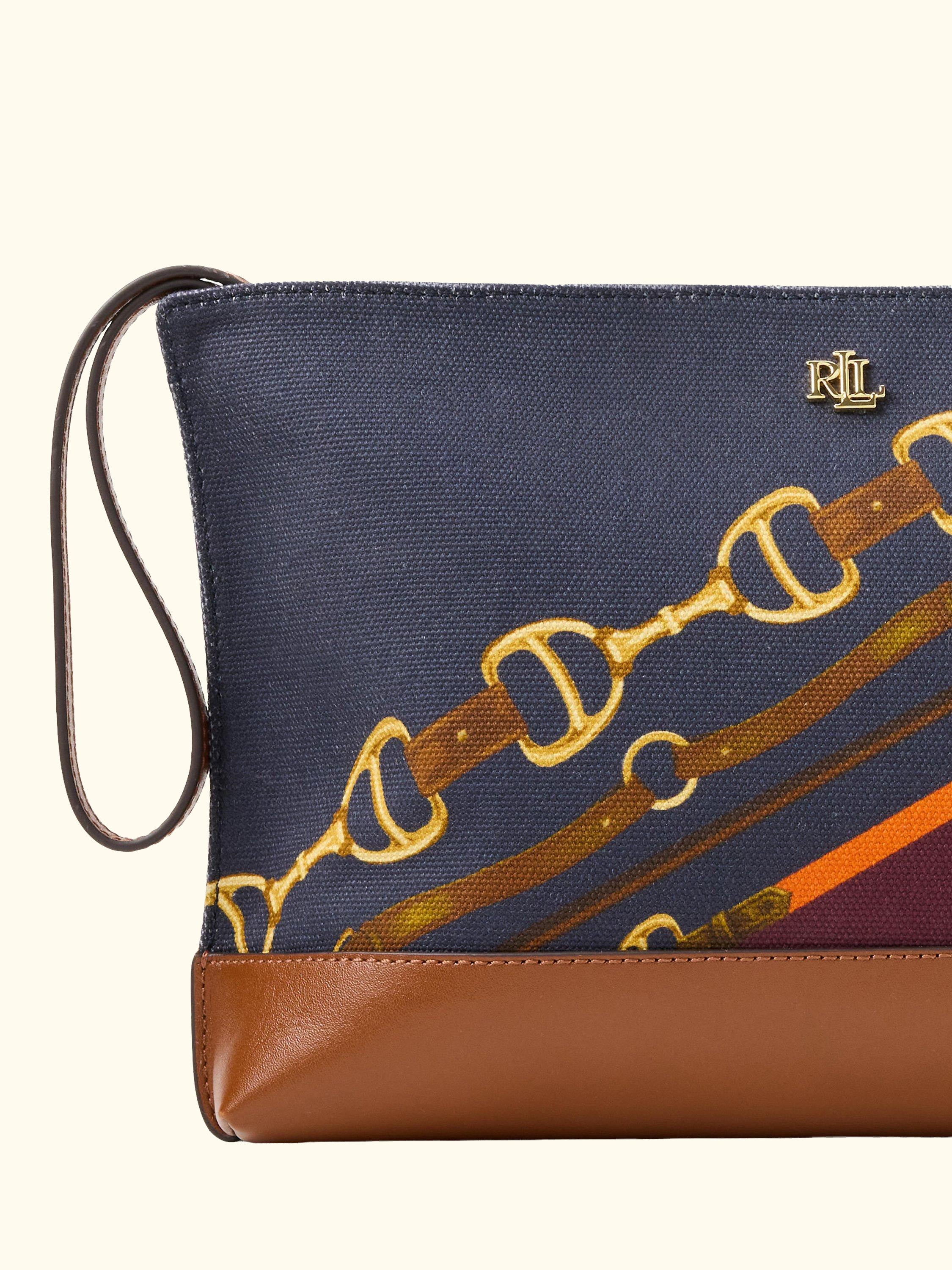 Lauren Ralph Lauren Canvas Large Belting Print Pouch, Lrn Tan