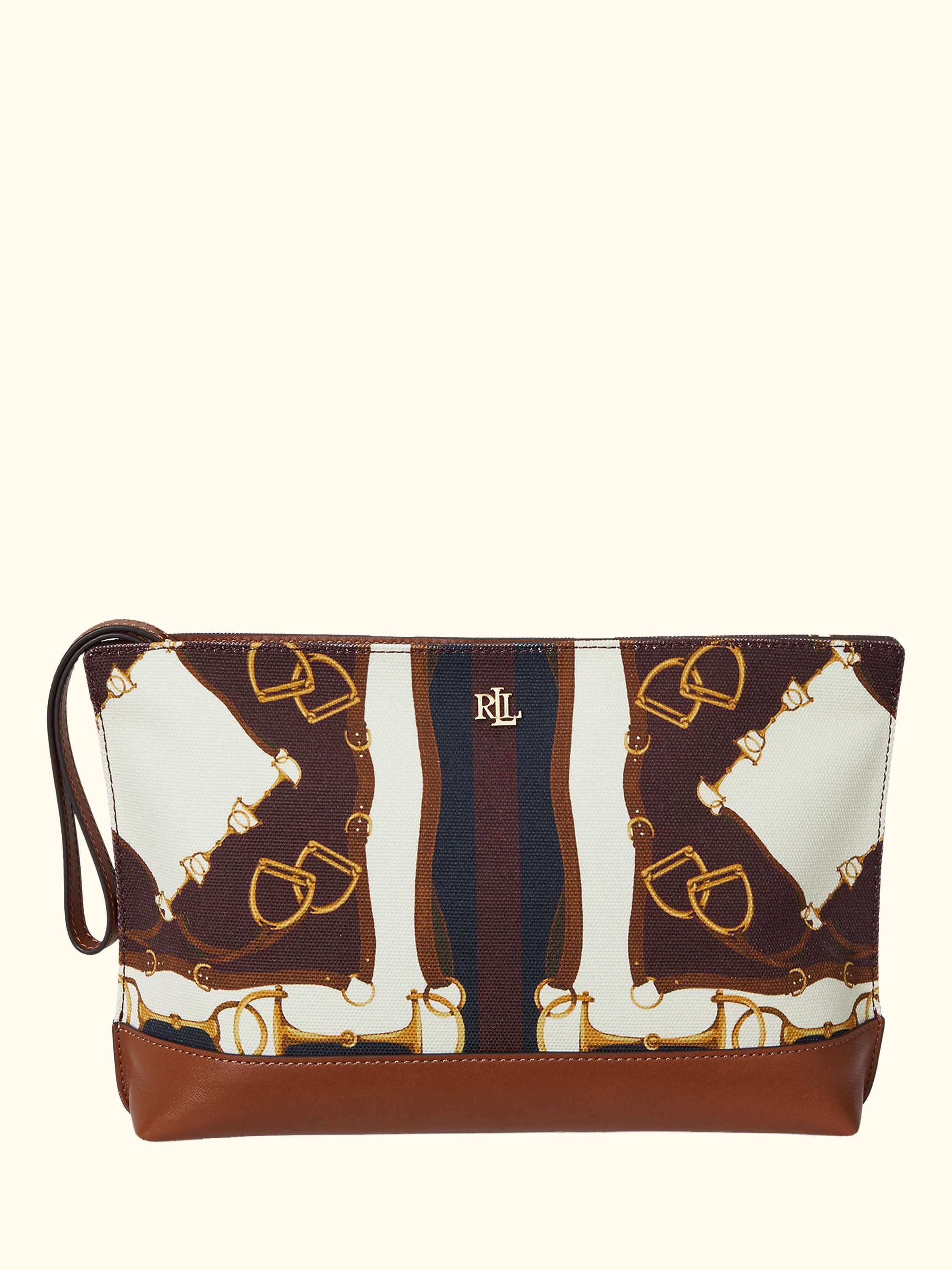 Lauren Ralph Lauren Canvas Large Equestrian Print Pouch, Lrn Tan