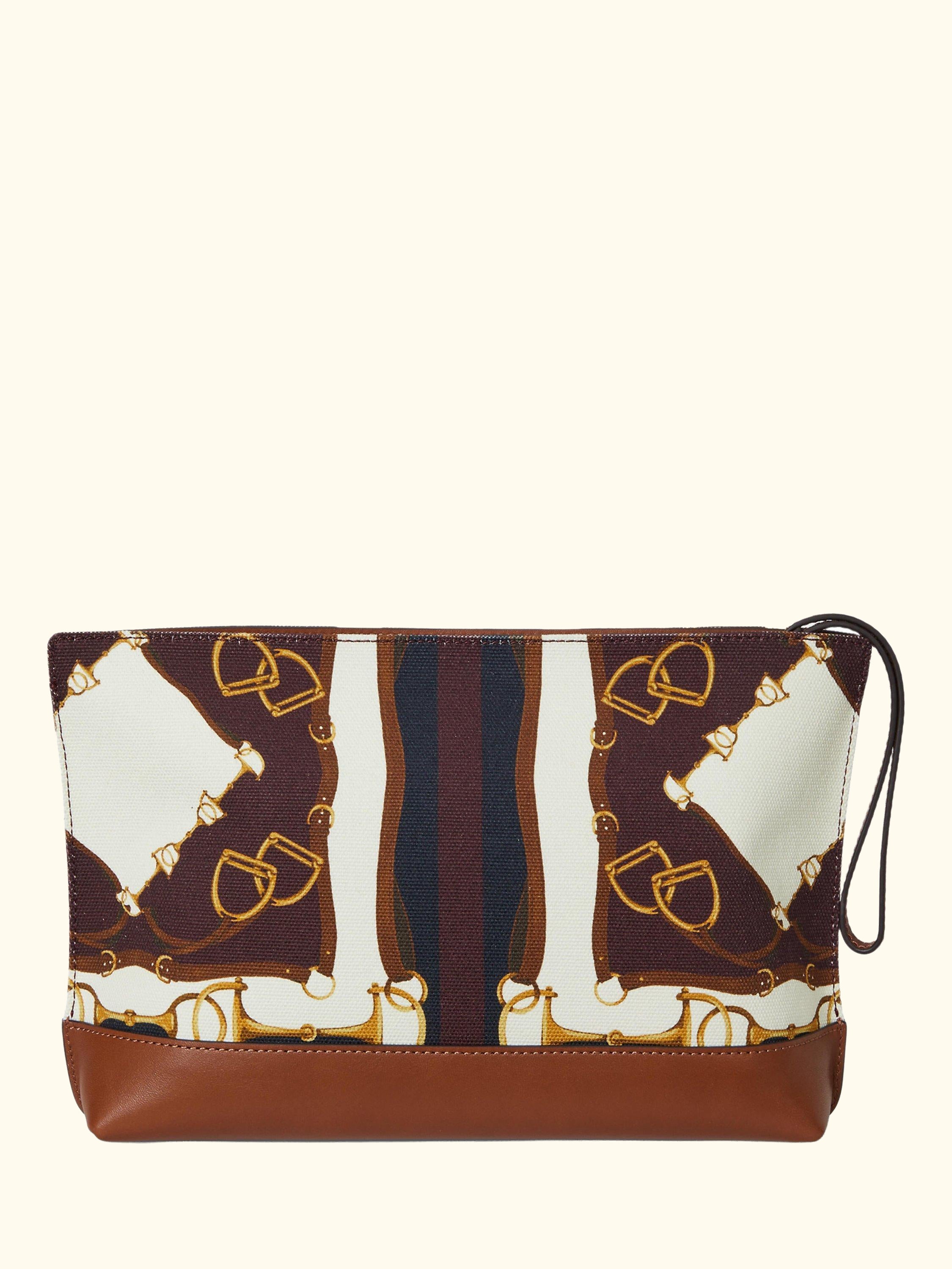 Lauren Ralph Lauren Canvas Large Equestrian Print Pouch, Lrn Tan