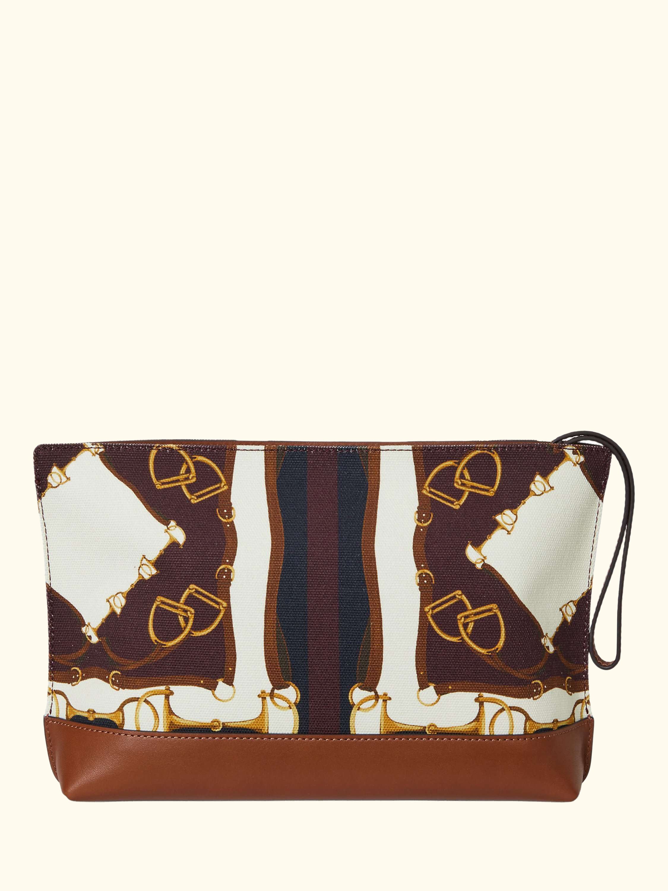 Lauren Ralph Lauren Canvas Large Equestrian Print Pouch, Lrn Tan