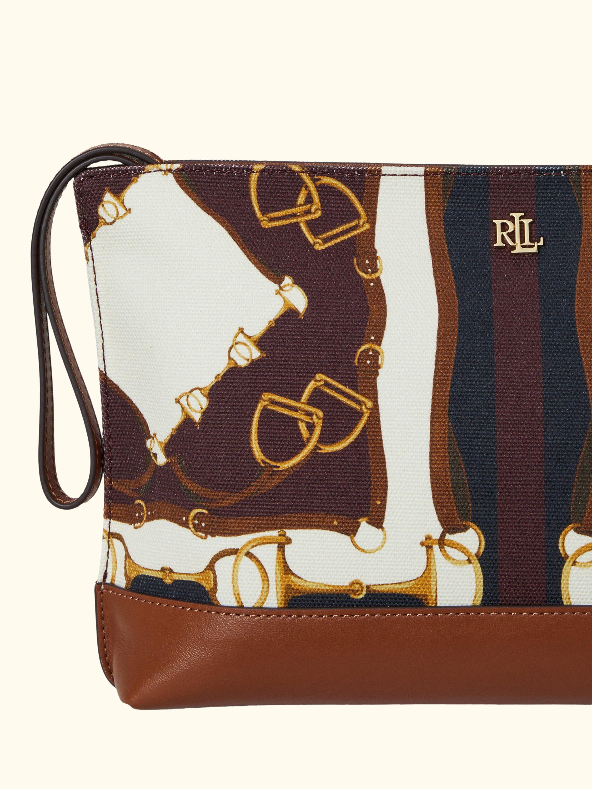 Lauren Ralph Lauren Canvas Large Equestrian Print Pouch, Lrn Tan