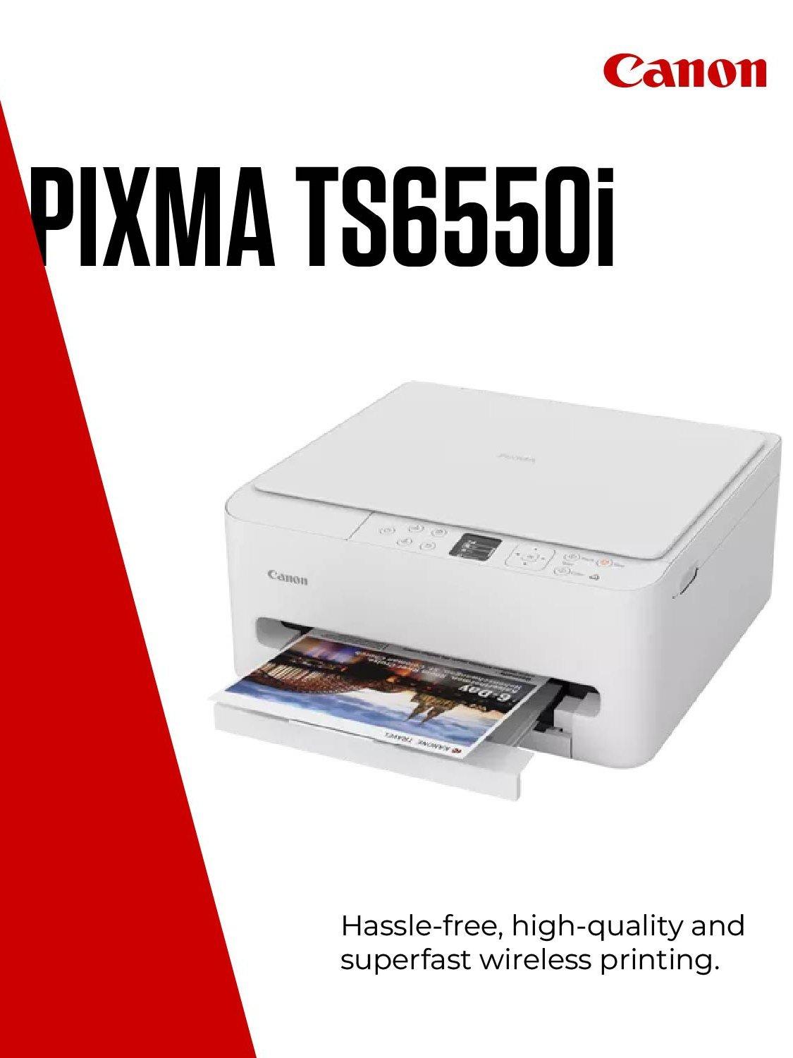 PIXMA TS6550i Wireless Wi-Fi Colour 3-in-1 Inkjet Photo Printer, White
