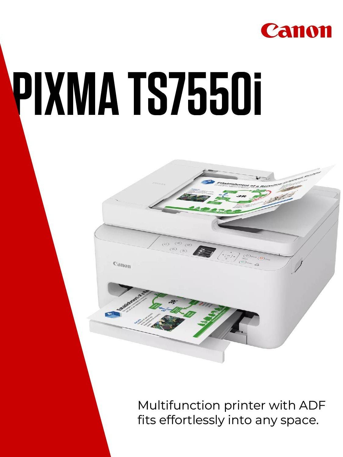 PIXMA TS7550i Wireless Wi-Fi Colour 3-in-1 Inkjet Photo Printer, White