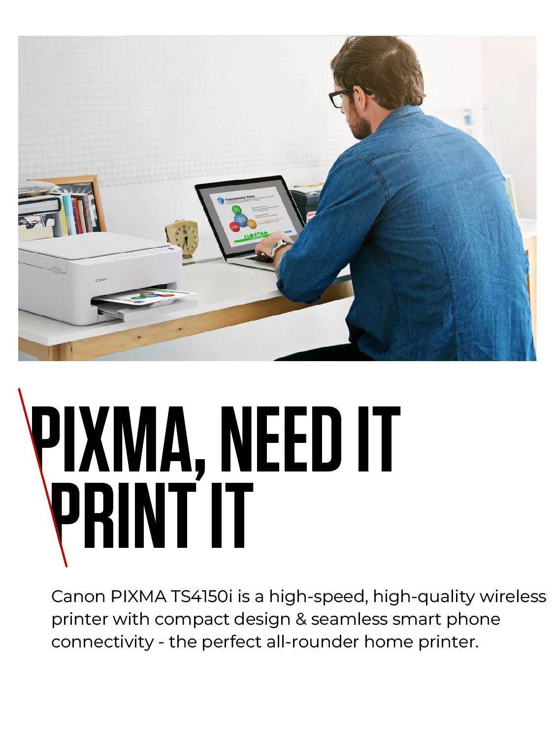 PIXMA TS4150i All-in-One Wireless Wi-Fi Printer, White