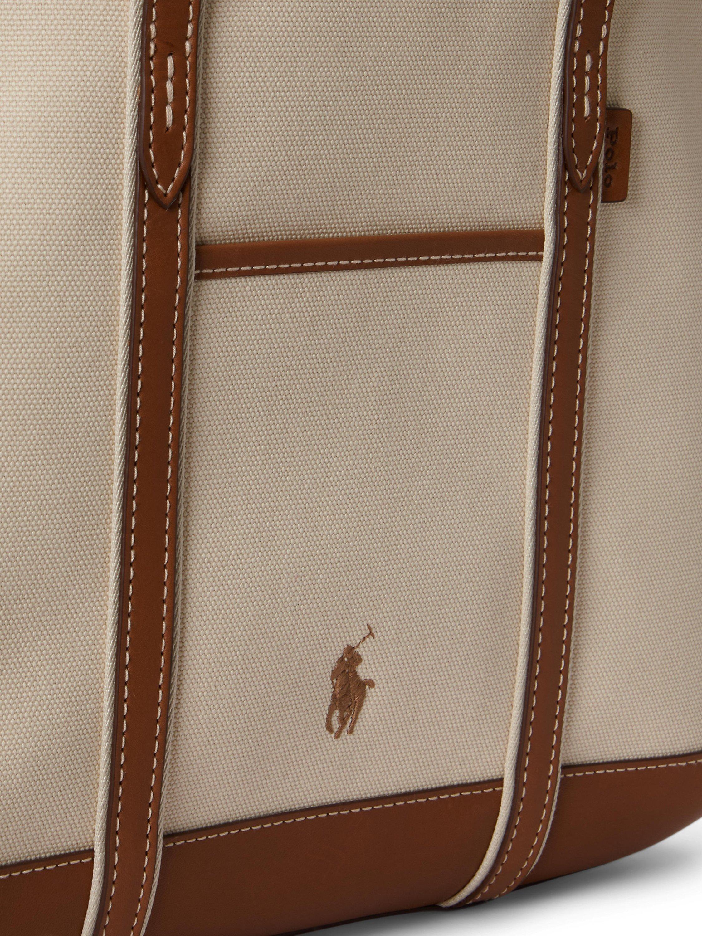 Polo Ralph Lauren Cotton Canvas Small Shopper Tote Bag, Ecru/Cuoio