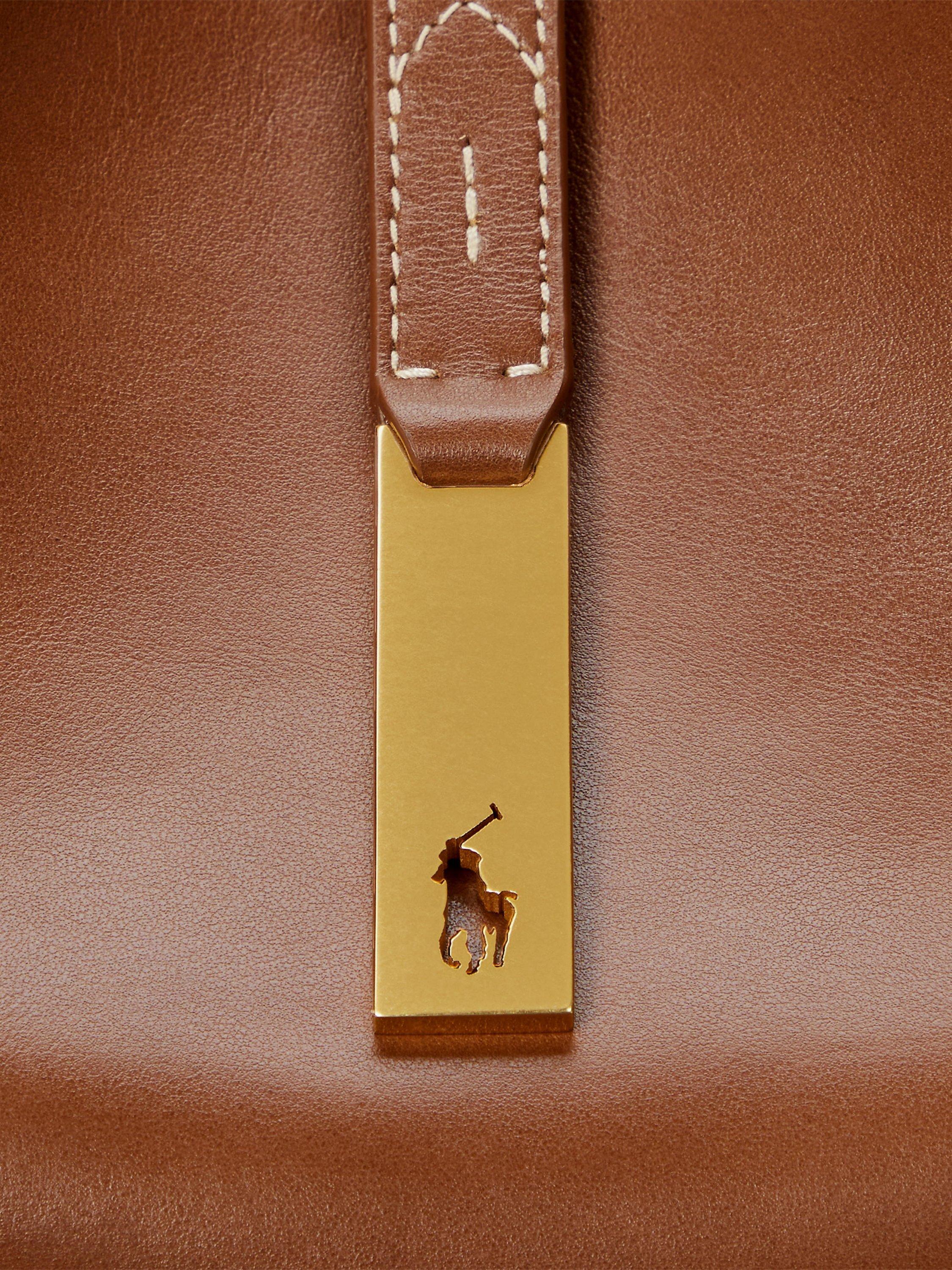 Polo Ralph Lauren ID Medium Leather Shoulder Bag, Cuoio