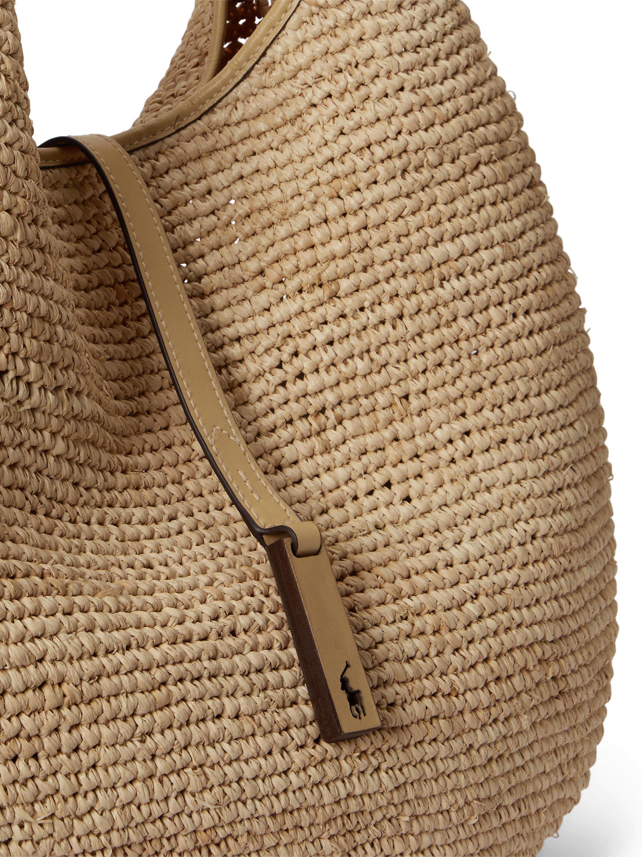 Polo Ralph Lauren Polo ID Raffia Shoulder Bag, Natural/Cashmere