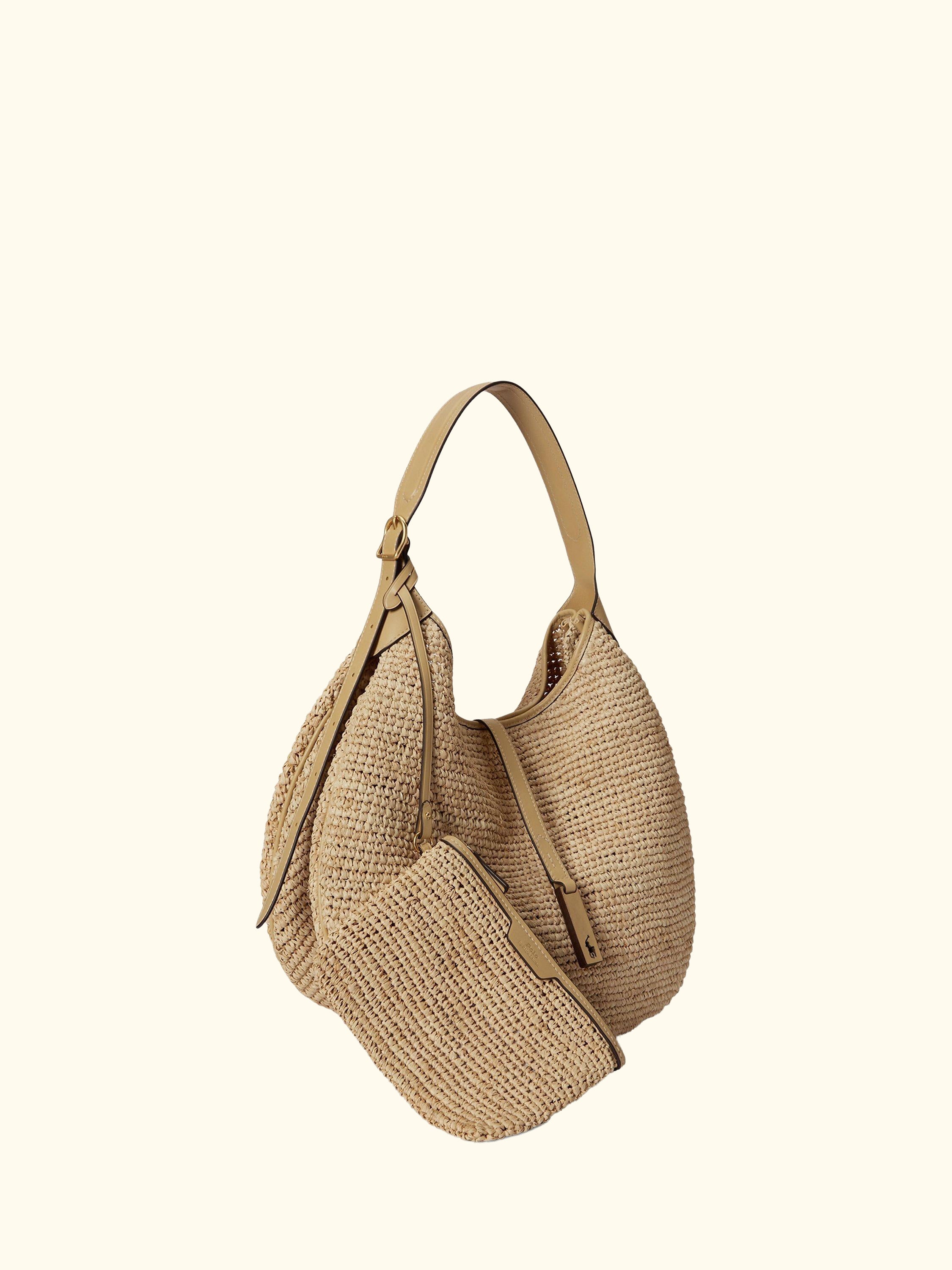 Polo Ralph Lauren Polo ID Raffia Shoulder Bag, Natural/Cashmere