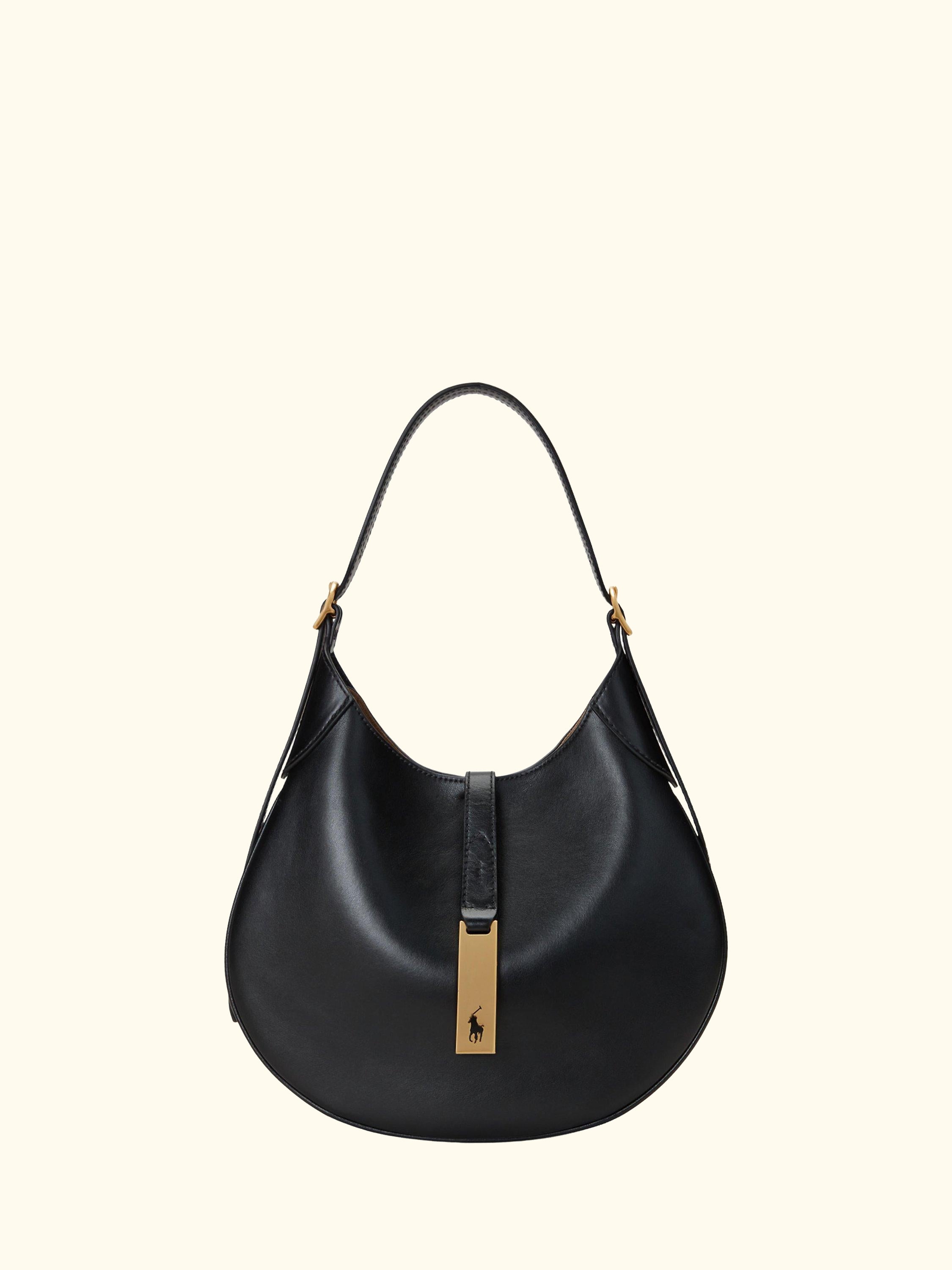 Polo Ralph Lauren Polo ID Small Leather Shoulder Bag, Black