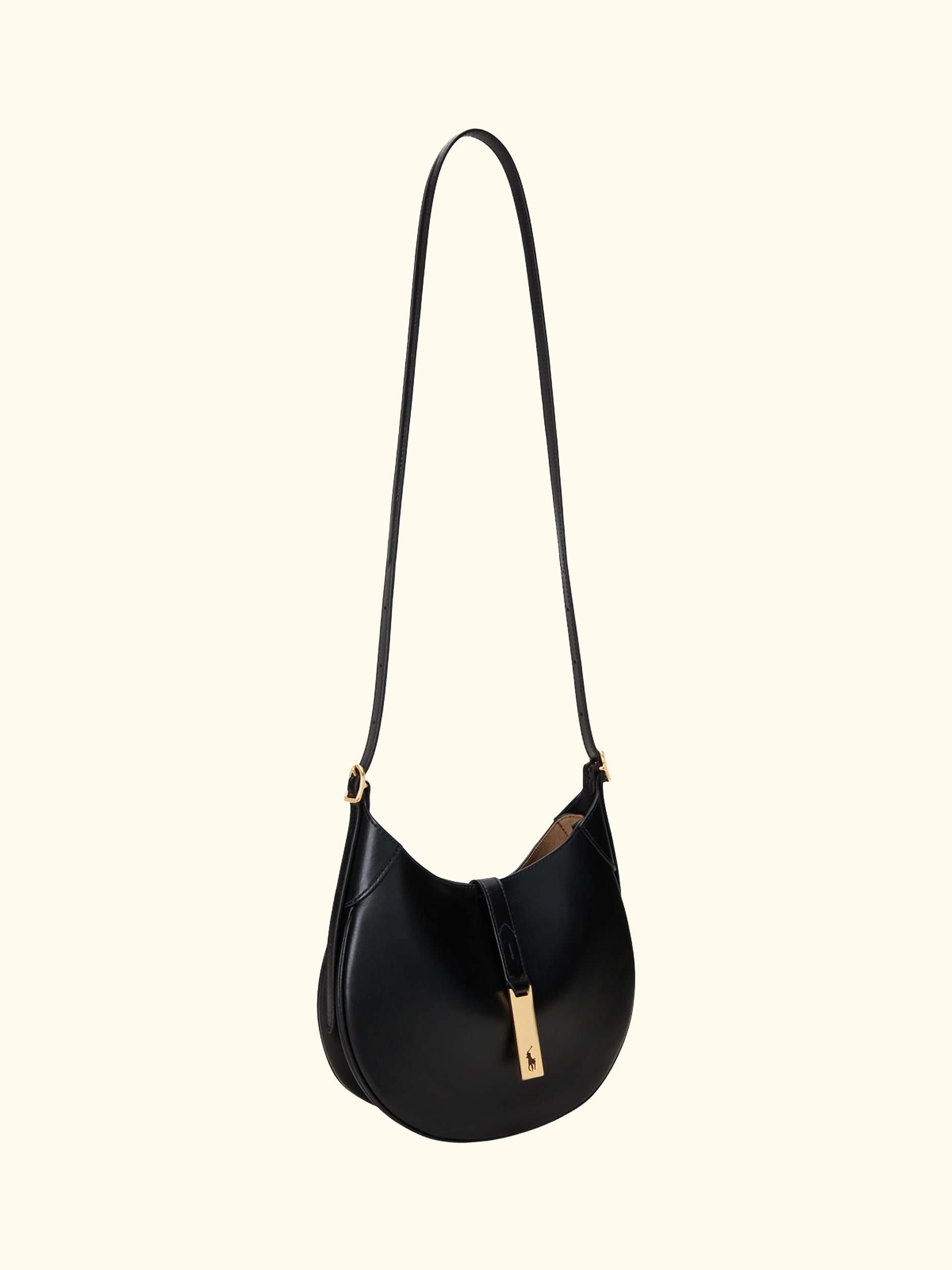 Polo Ralph Lauren Polo ID Small Leather Shoulder Bag, Black