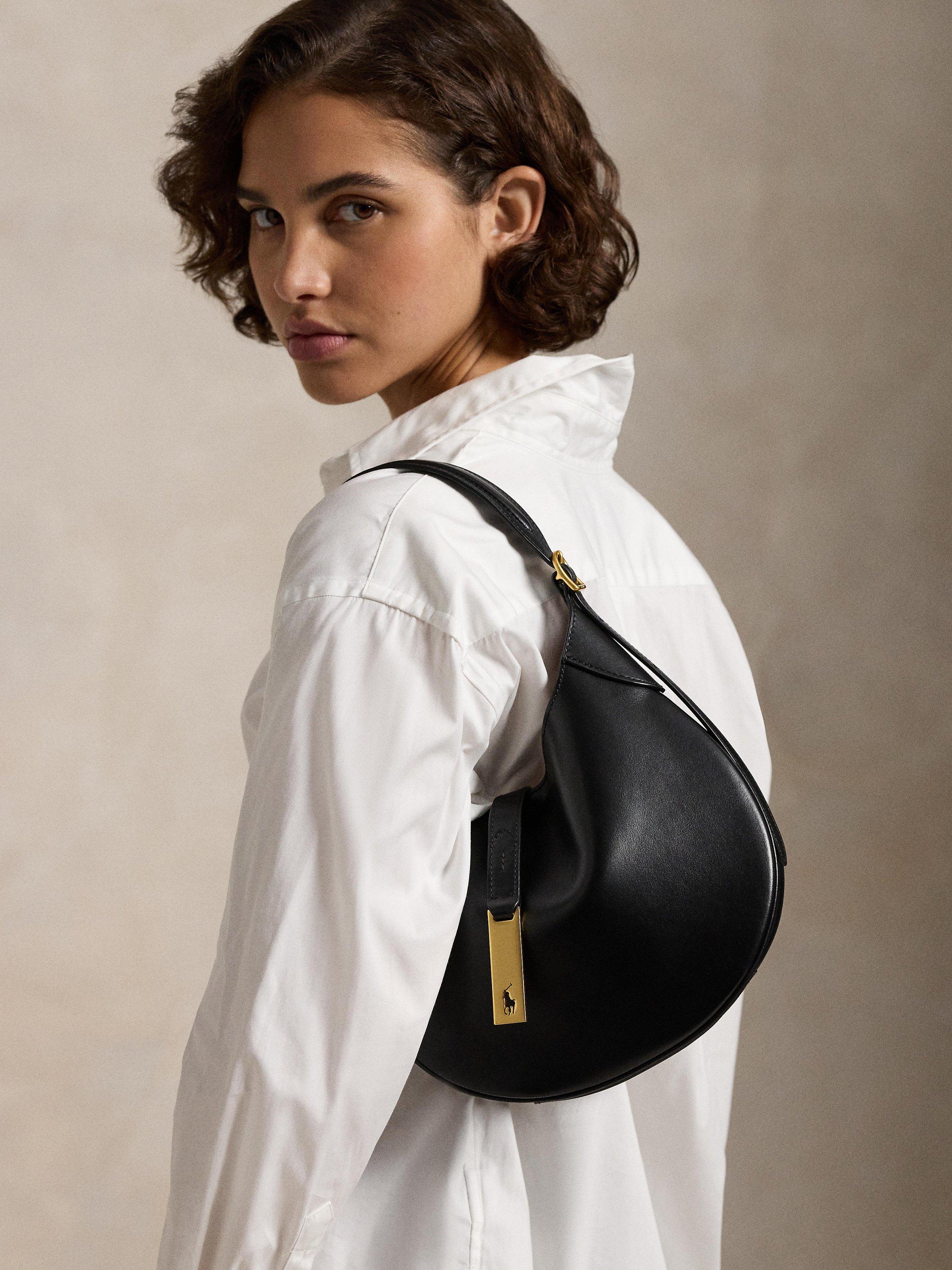 Polo Ralph Lauren Polo ID Small Leather Shoulder Bag, Black
