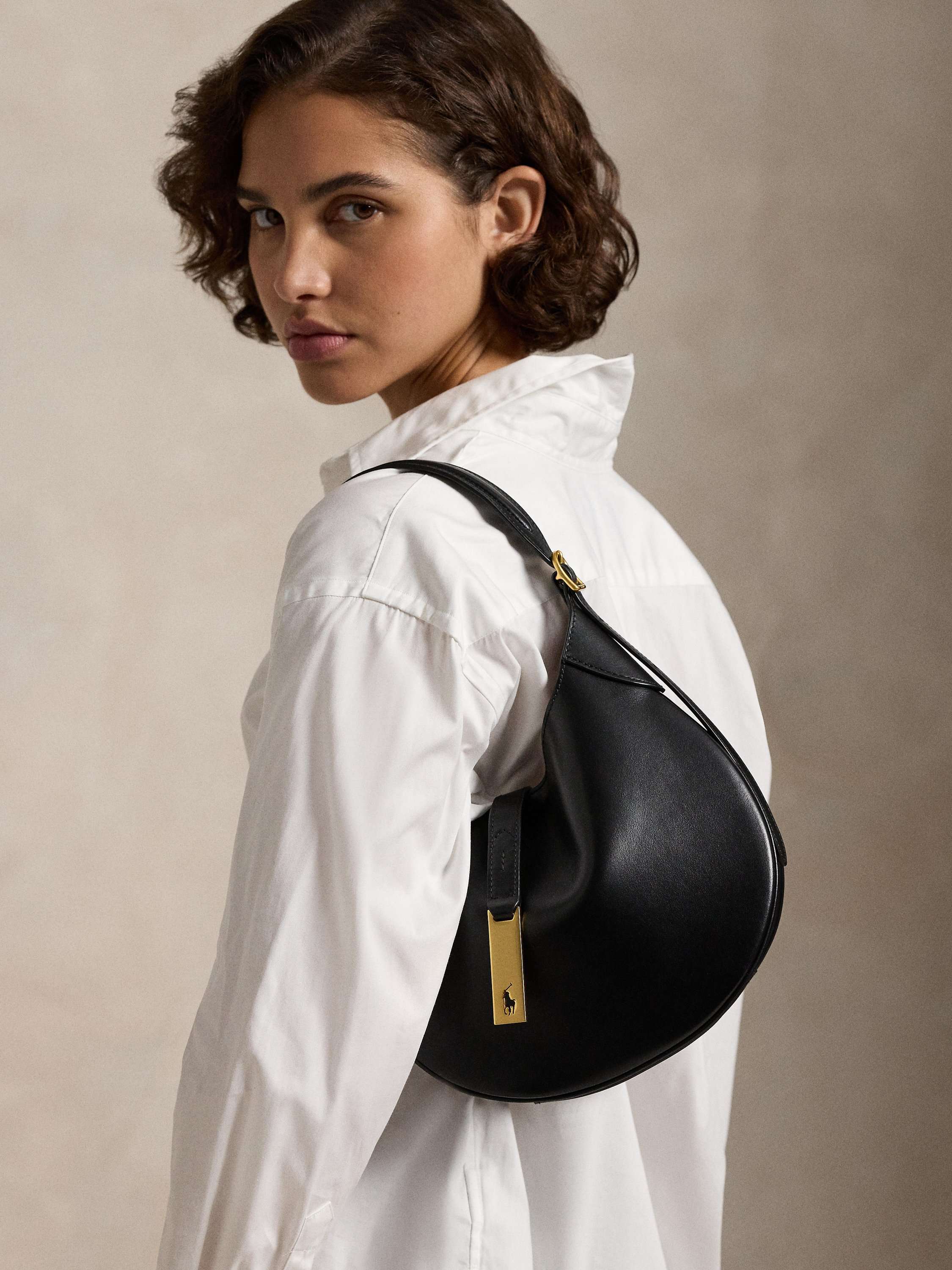 Polo Ralph Lauren Polo ID Small Leather Shoulder Bag, Black