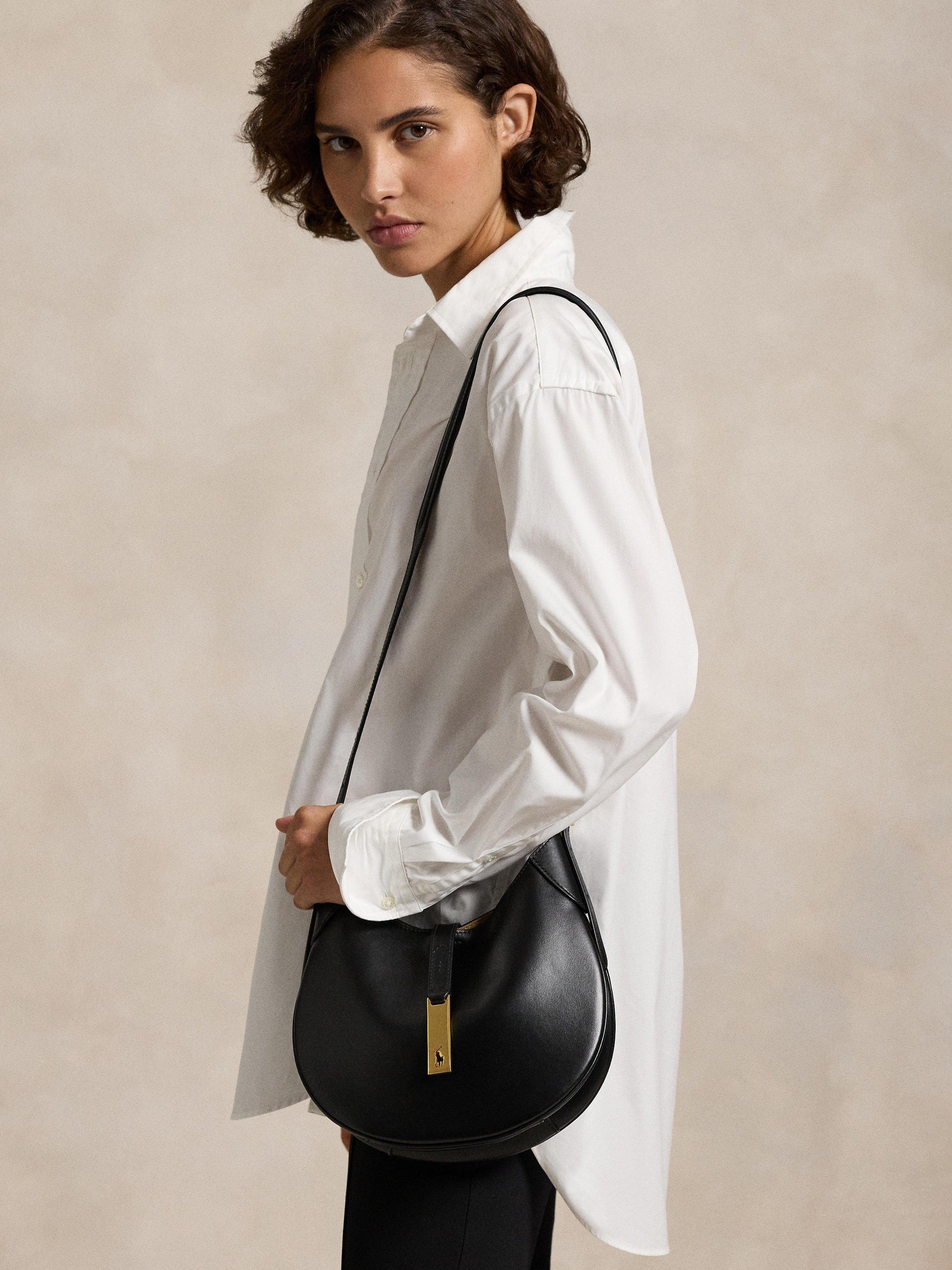 Polo Ralph Lauren Polo ID Small Leather Shoulder Bag, Black
