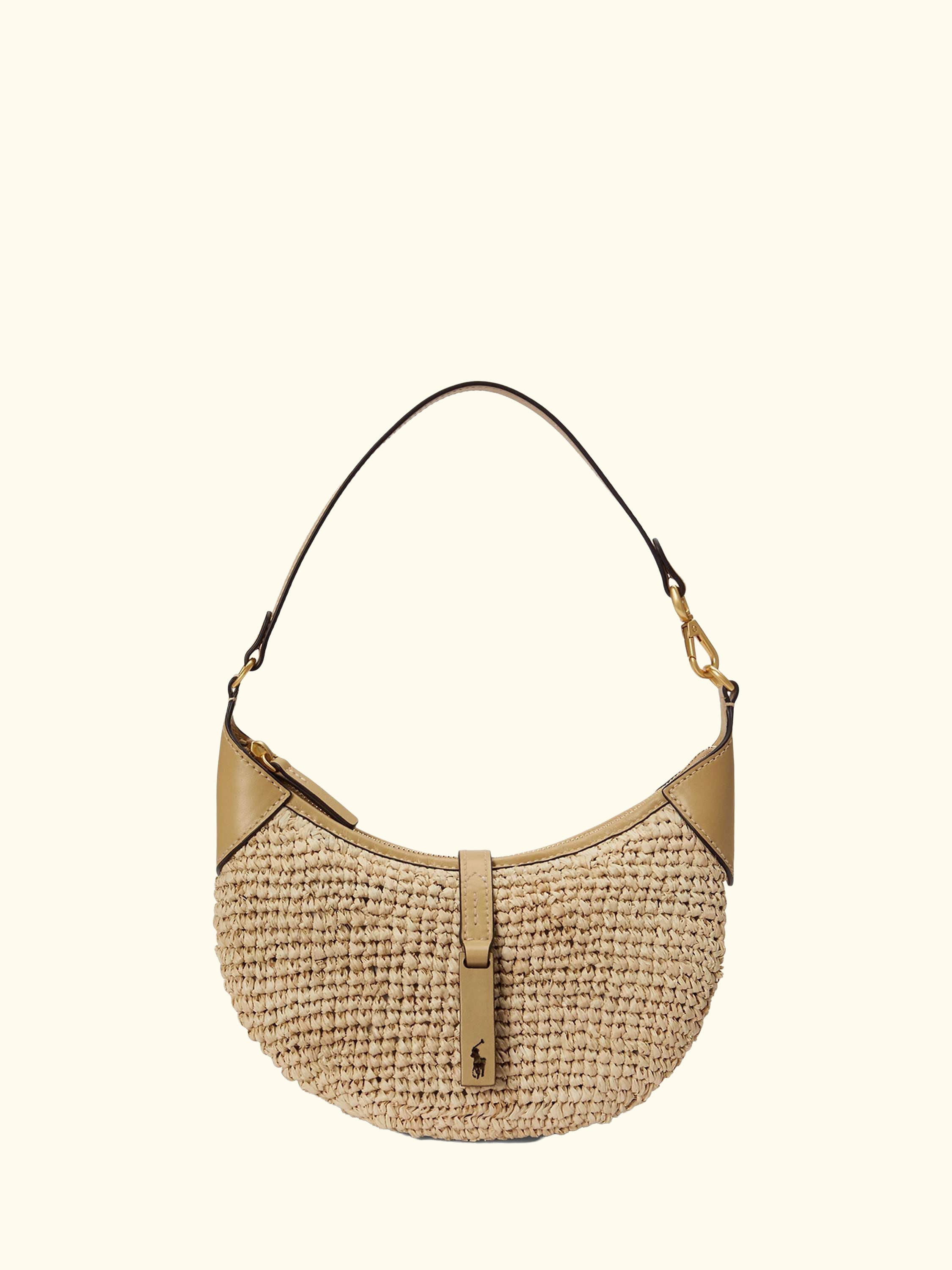 Polo Ralph Lauren Polo ID Raffia Mini Shoulder Bag, Natural/Cashmere