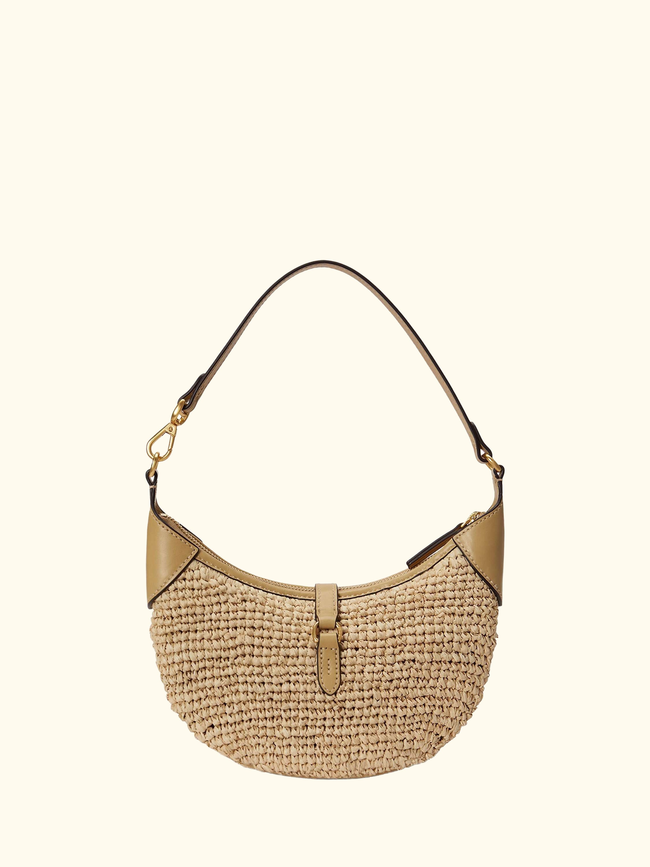 Polo Ralph Lauren Polo ID Raffia Mini Shoulder Bag, Natural/Cashmere