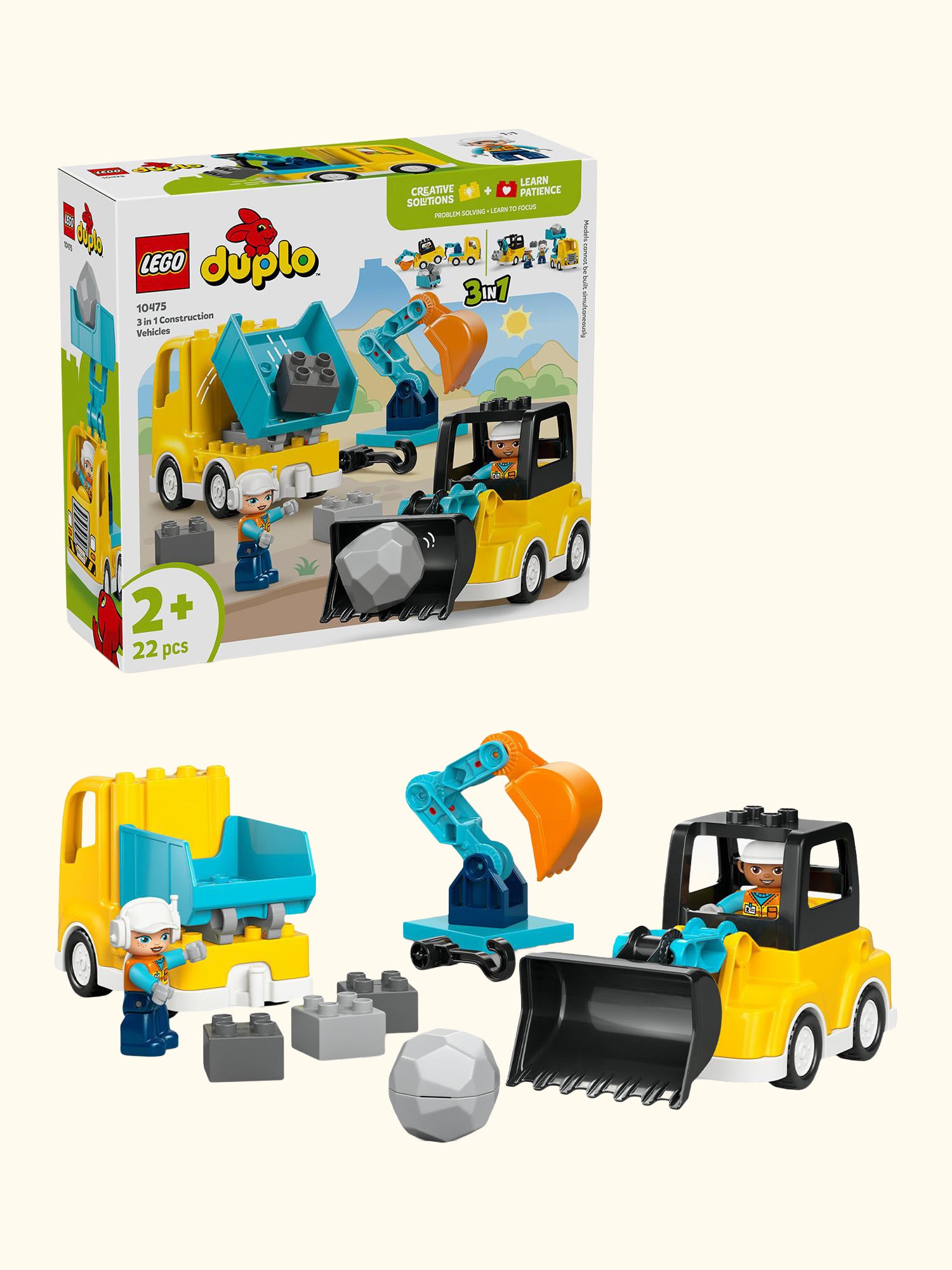 DUPLO Town 10475 Construction Vehicles 3-in-1 Learning Toy