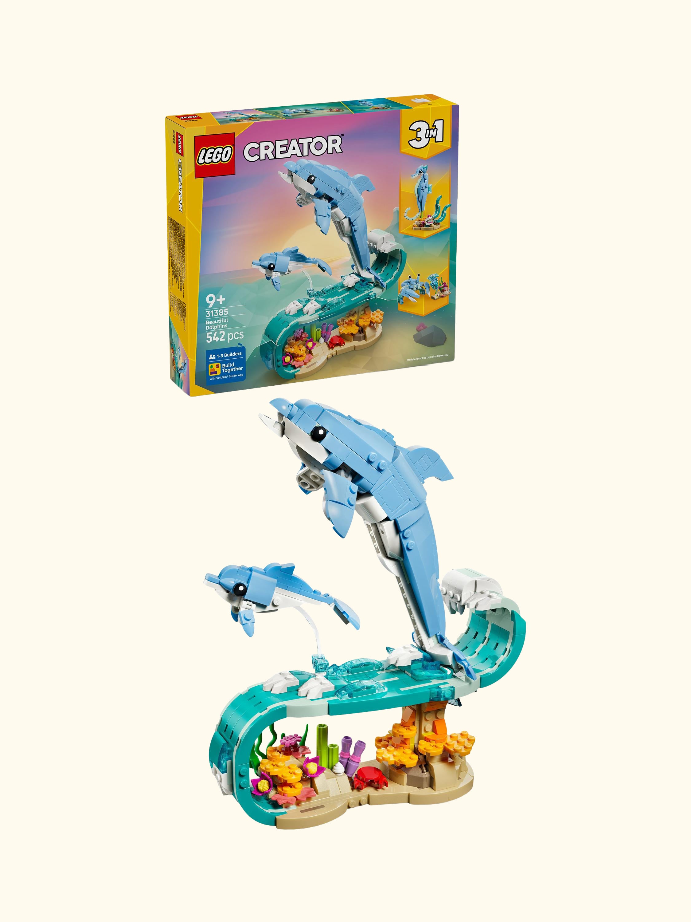 Creator 31385 Sea Animals: Beautiful Dolphins 3-in-1 Building Toy