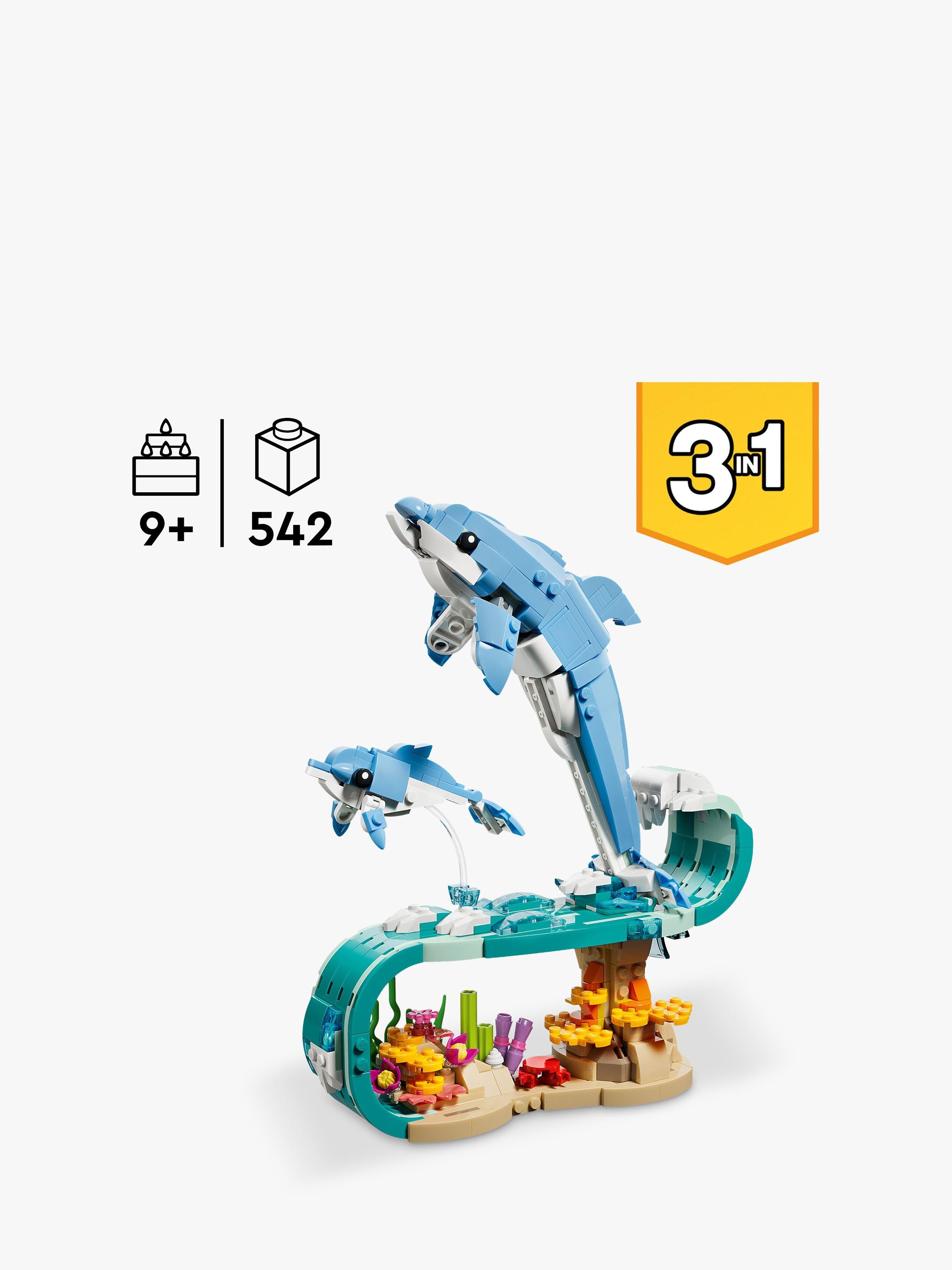 Creator 31385 Sea Animals: Beautiful Dolphins 3-in-1 Building Toy