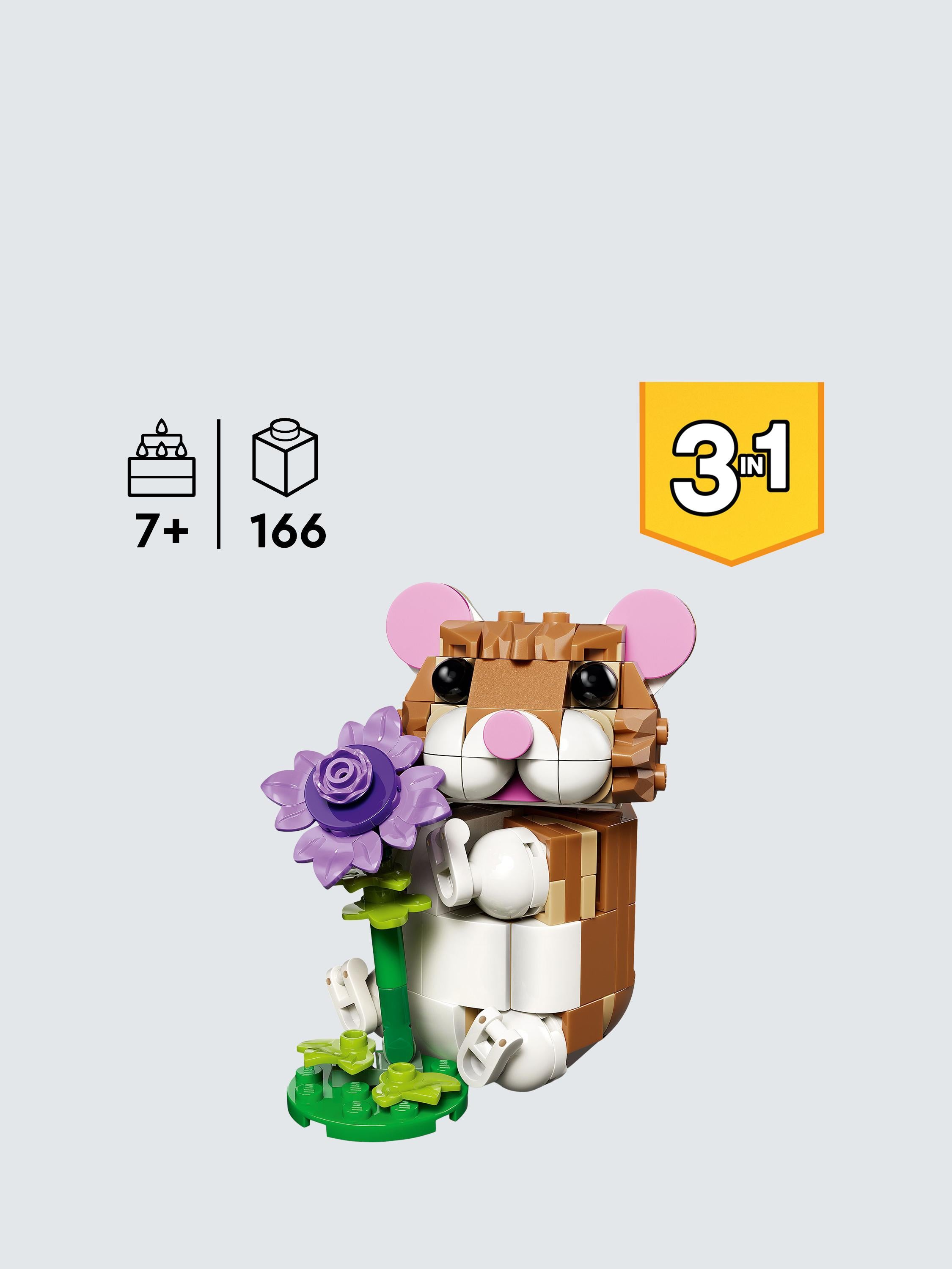 Creator 31376 Cute Hamster with a Flower 3-in-1 Building Toy