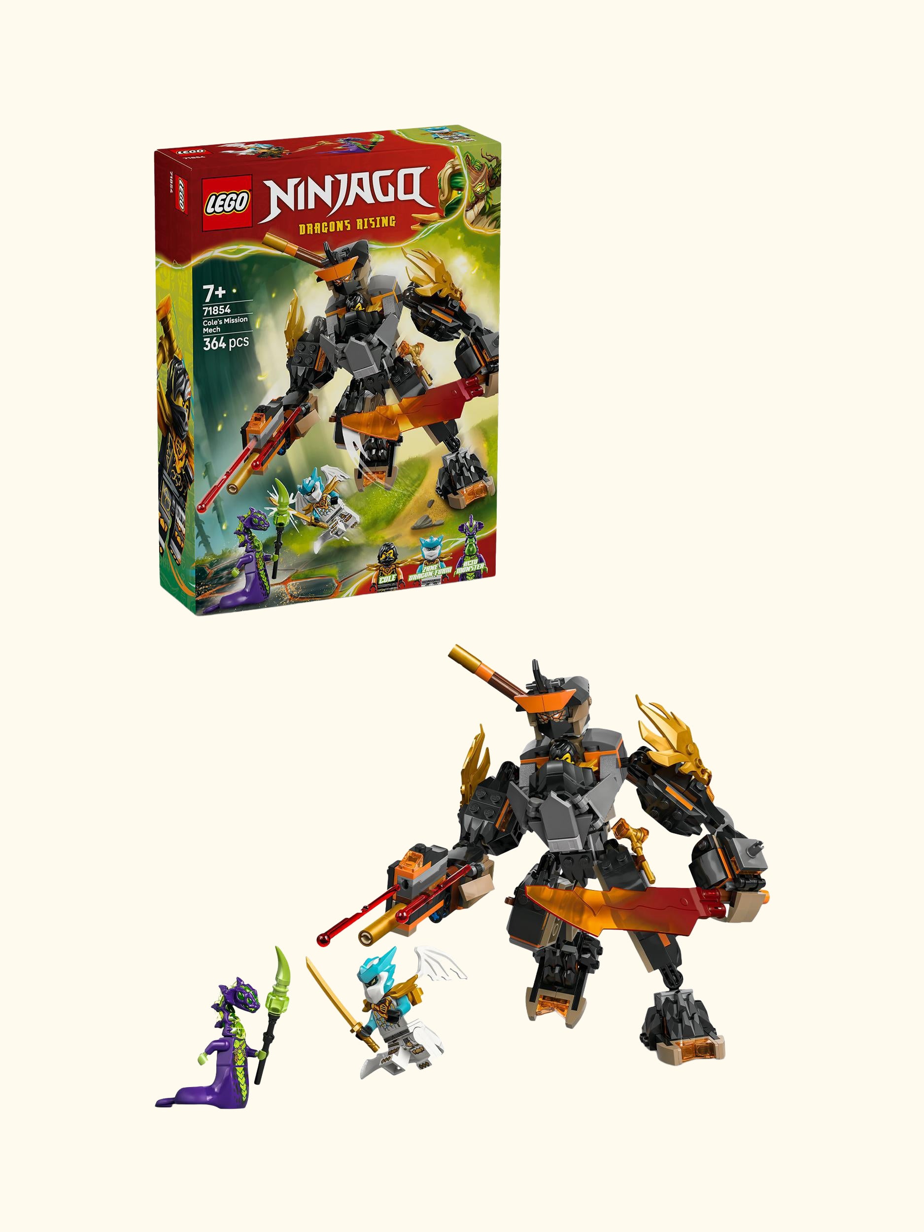 Ninjago 71854 Cole's Mission Mech & Dragon Zane Ninja Toy