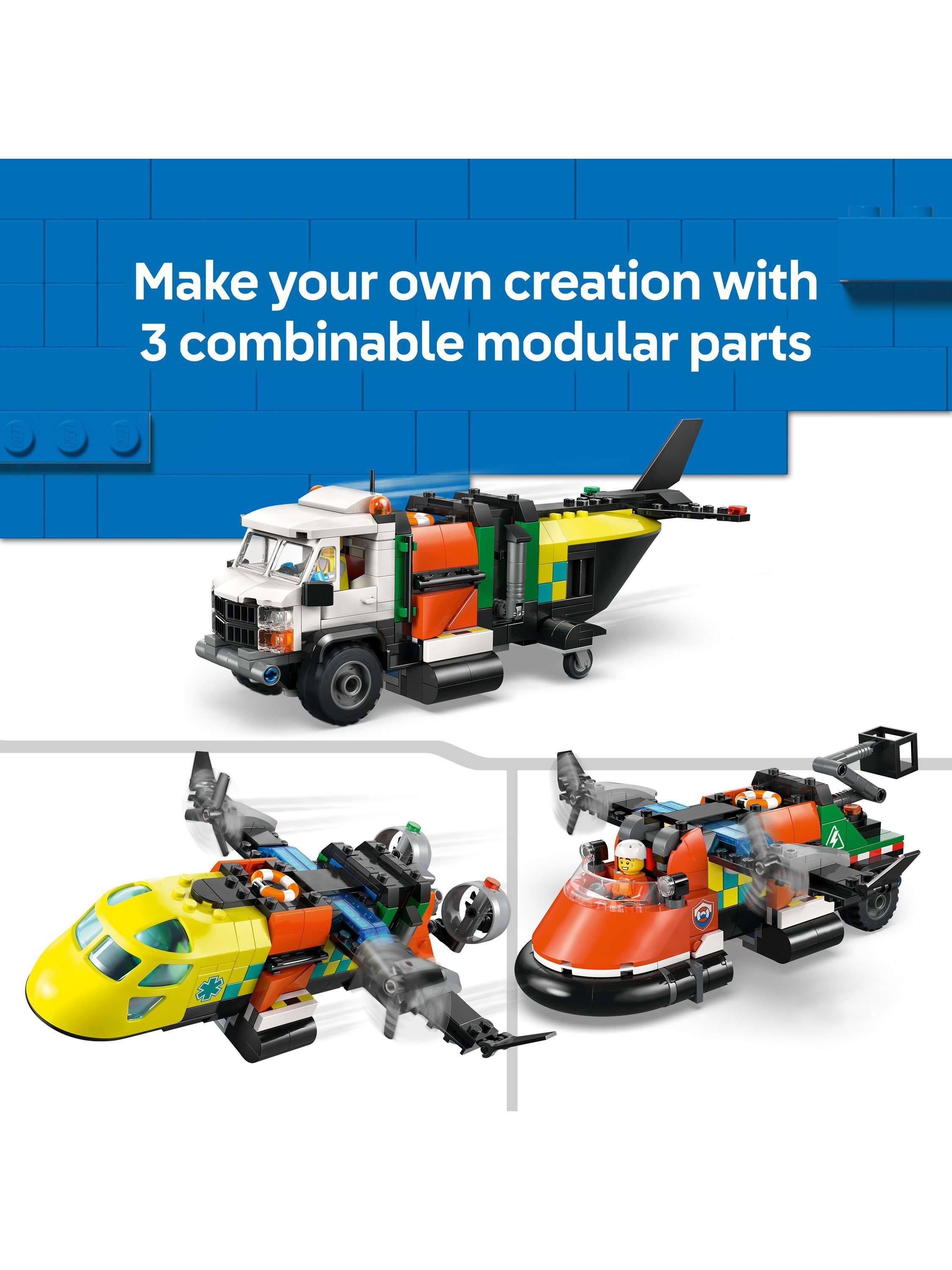 City 60505 Airplane, Service Truck & Hovercraft Remix Set